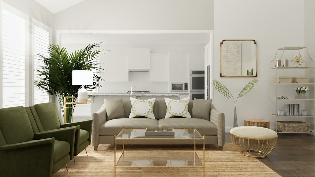 A serene and tidy living room with minimal clutter, showcasing organized shelves and a calm atmosphere.