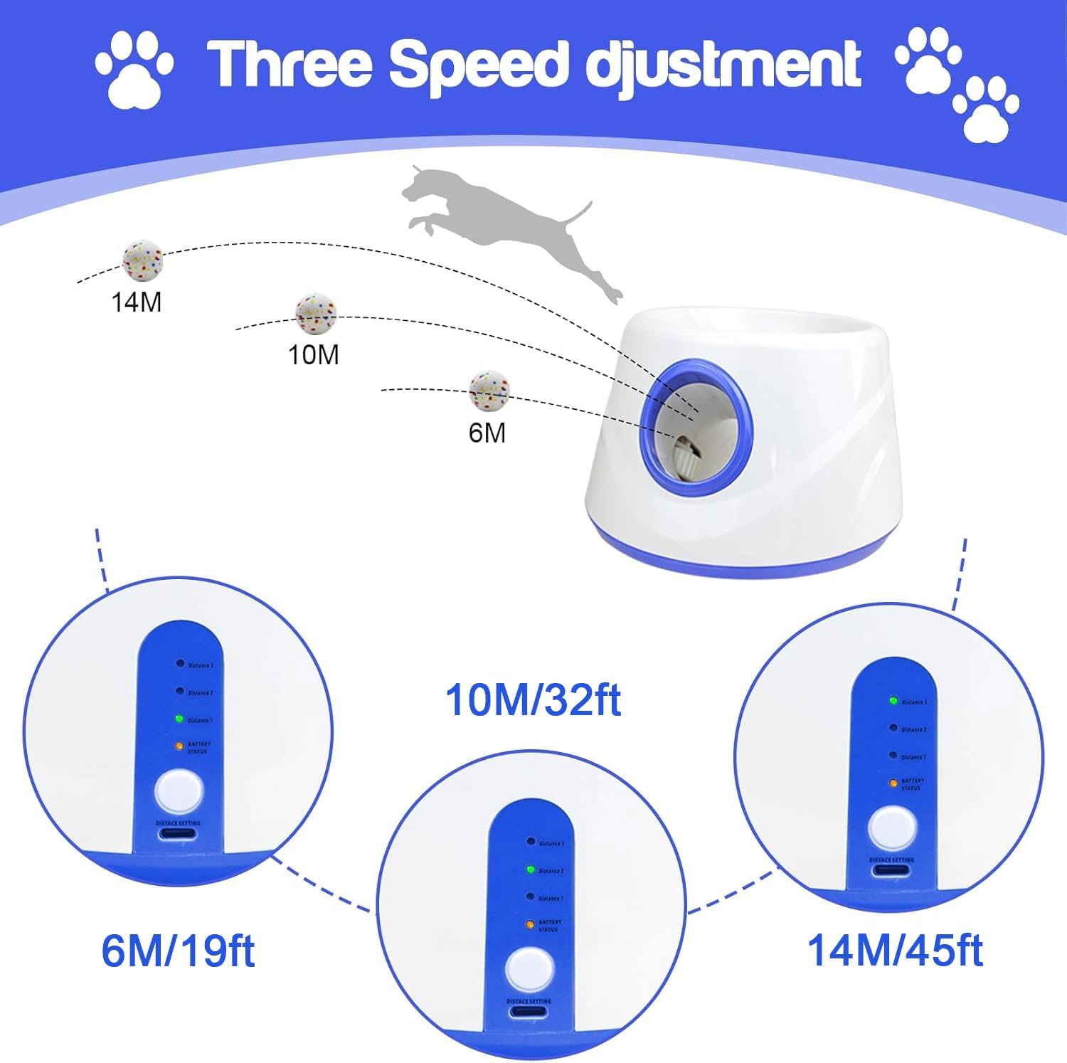 Automatic Ball Launcher, Hands‑free Dog Ball Thrower, Adjustable Distance Dog Fetch Machine (19-45FT), Suitable for Small and Medium-Sized Dogs. Indoor/Outdoor Dual-use launchers for Dog Parents. - Image 2