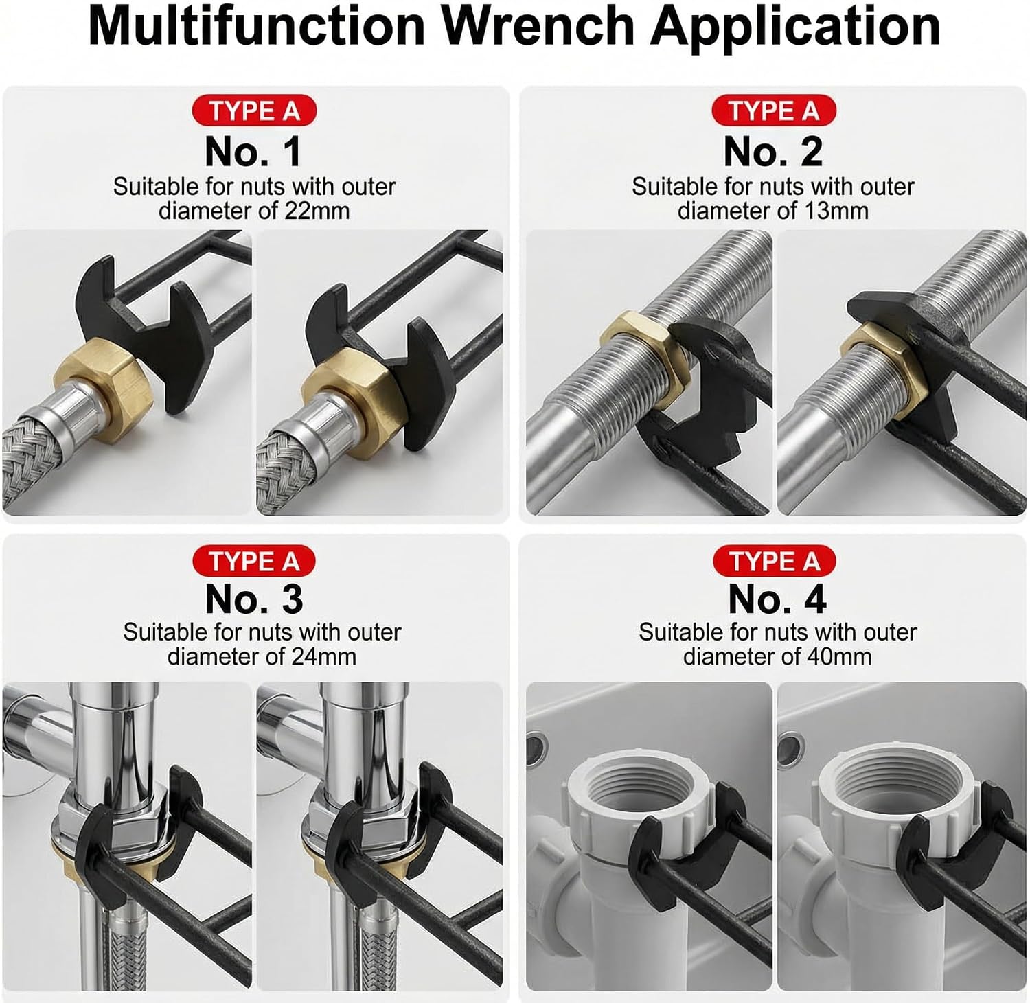 Multifunctional Sink Wrench - 1 Pcs Basin Wrench Tool for Tight Spaces, Carbon Steel Faucet Wrench for Kitchen & Bathroom, Under Sink Wrench for Plumbing Installation & Repair (B) - Image 5
