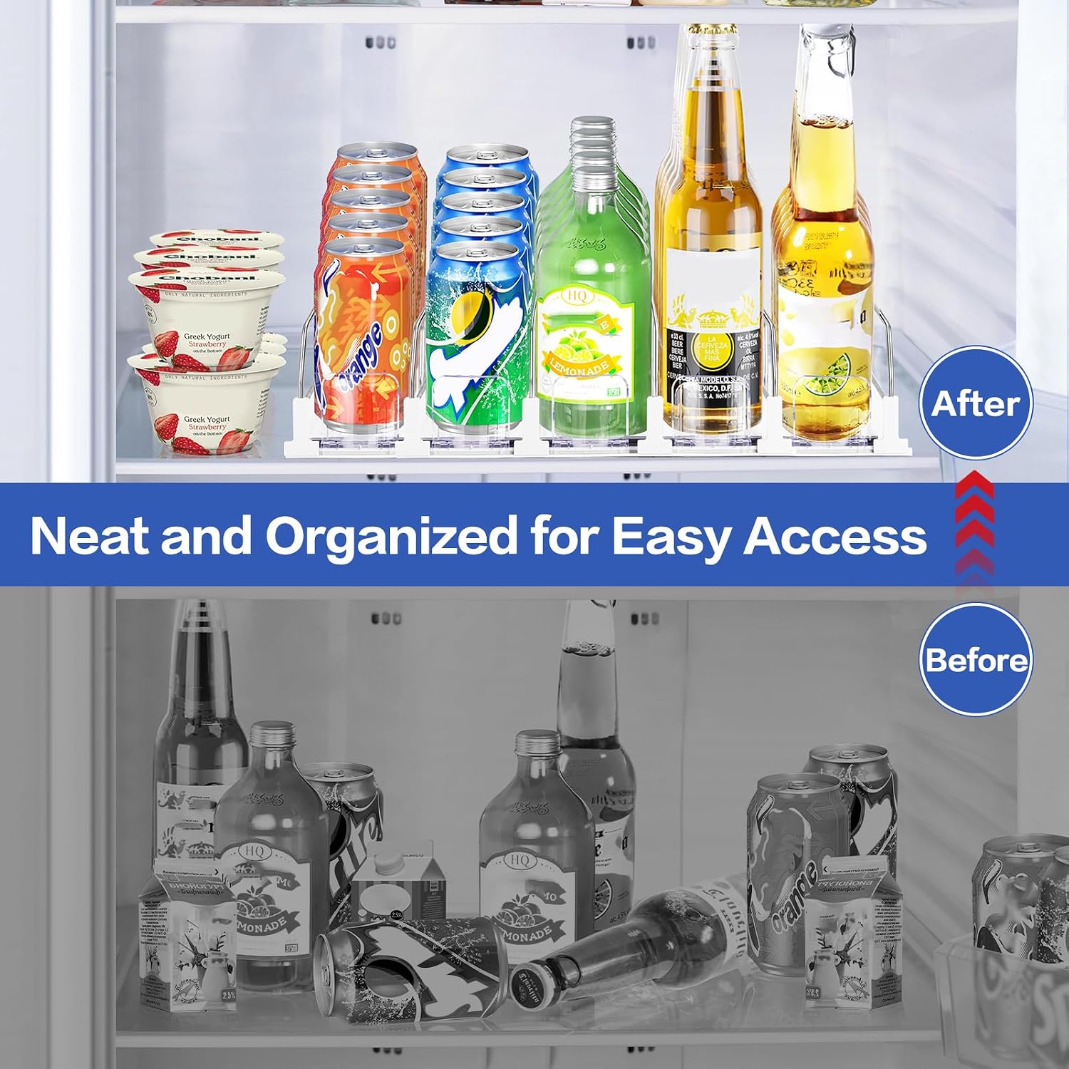 Drink Organizer for Mini Fridge, Automatic Pusher Drink Dispenser for Refrigerator, Soda Can Organizer for Beer Beverage, Holds up to 16 Cans 4Row (Depth12.2 xWide13.4) - Image 6