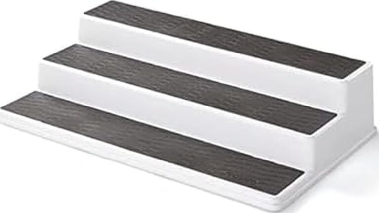 Copco 3-Tier Spice Rack Organizer for Cabinet - 15 Inch Non-Skid Pantry Organizer and Storage Shelf for Spices, Canned Goods, Seasonings - White and Gray Kitchen Cabinet Organizer