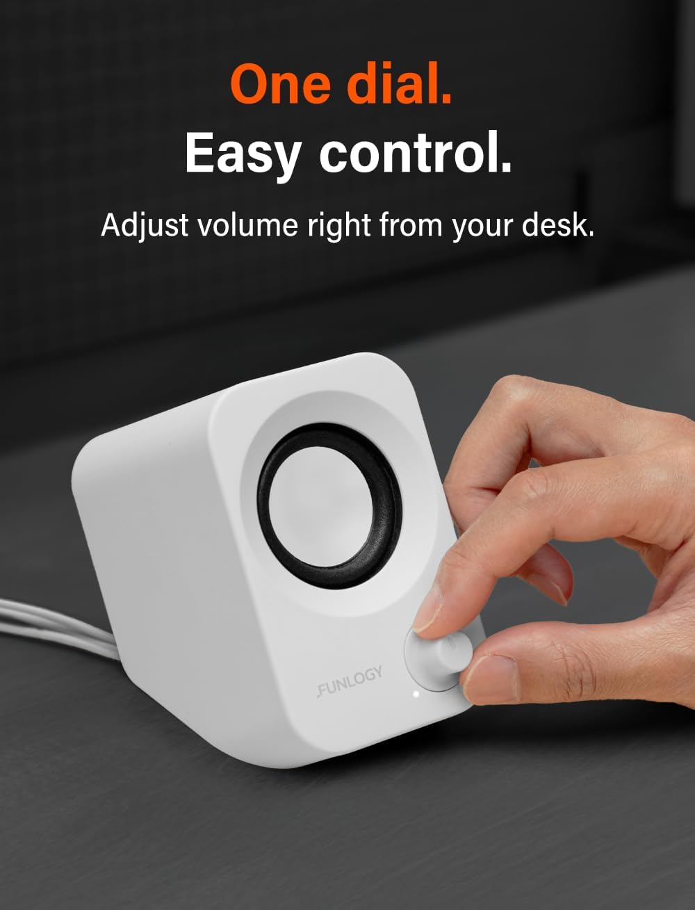 FUNLOGY Speaker Plus - 14W Stereo PC Speakers, Dual Amplifiers & DSP Tuned, USB-C Powered, 3.5mm AUX, Compact Desktop Speakers with 30° Tilt, for PC, Laptop, Monitor & Gaming,White - Image 8