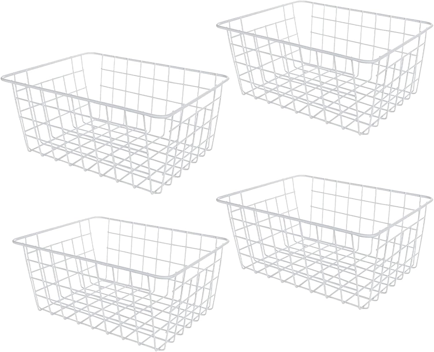4 Pack Deep Freezer Organizer Bins Stackable Wire Basket for Organizing Metal Wire Storage Baskets for Pantry, Freezer Baskets for Chest Freezer, Upright Freezer