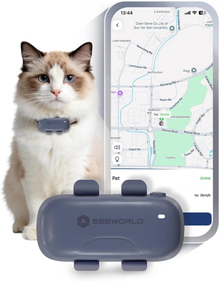 SEEWORLD Pet GPS Tracker for Dogs Cats, Real-Time Location Tracker with IP67 Waterproof, Geo-Fence, Activity Sleep Monitoring, 10 Days Battery Life, Lightweight for All Collars, Subscription Required