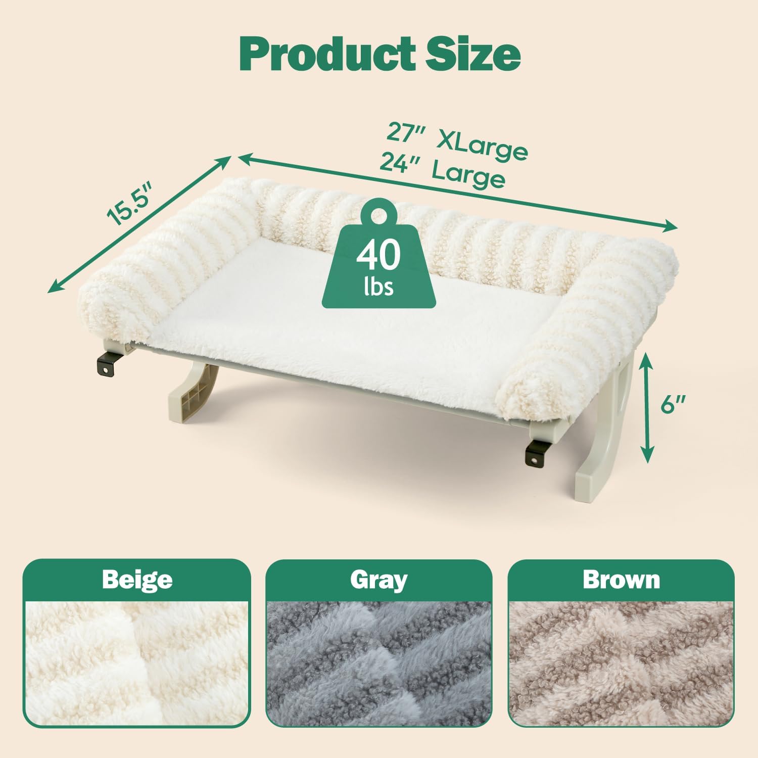 Zakkart Mellow 3-Sided Cat Perch for Windowsill, Dual-Mount (Beige, L) - Image 6
