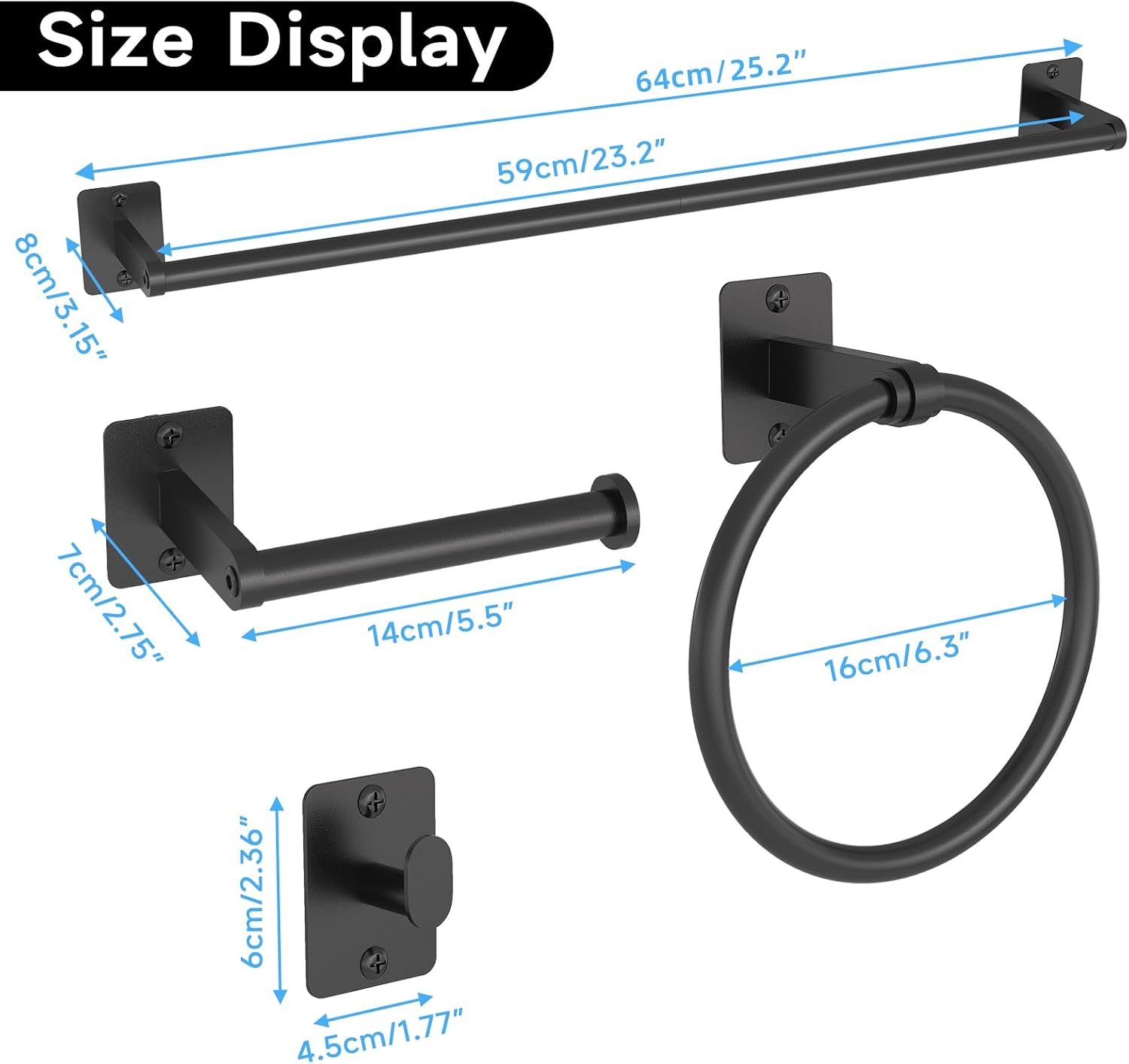 KLJKPA Black Bathroom Accessories Set, 4-Piece Bathroom Hardware Set - Image 7
