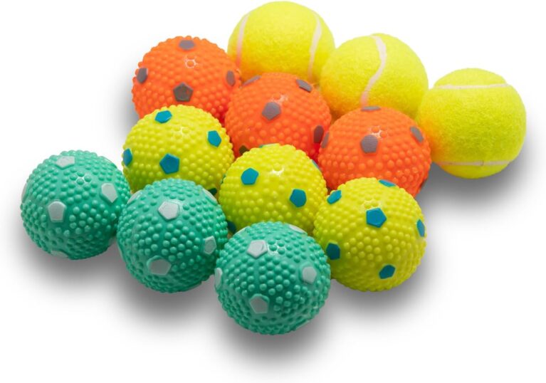 Dog Balls 12 Pcak, 9 Latex Balls and 3 Tennis Balls for Small Dogs and Puppies for Automatic Dog Ball Launcher(2 Inches)