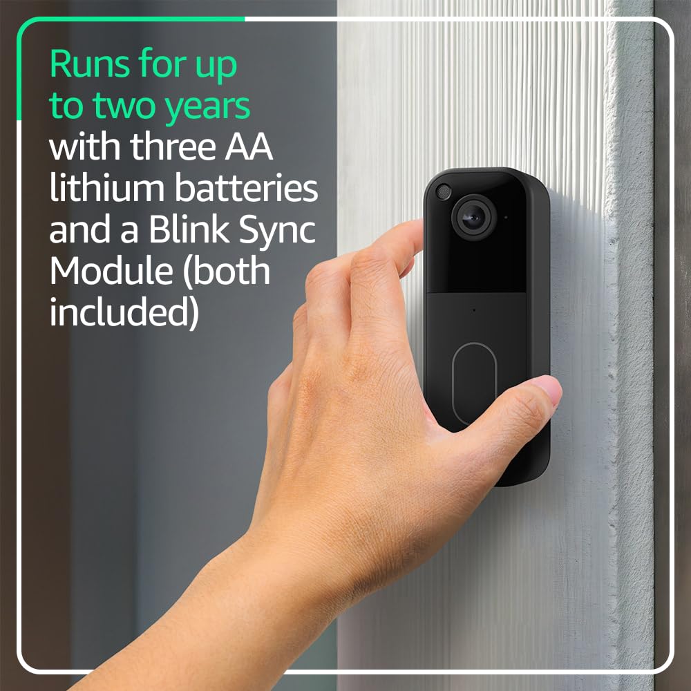 Blink Video Doorbell – Head-to-toe HD view, two-year battery life, and simple setup. Sync Module Core included – System (Black) - Image 3