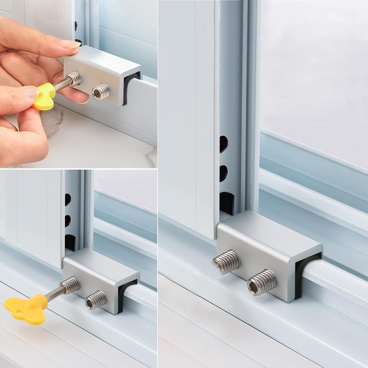 Window Locks, 4 Sets Sliding Security Window Lock with Key for Vertical & Horizontal Sliding Windows & Sliding Doors, Adjustable Window Locks Security Window Stoppers for Patio Bedroom Home and Office - Image 6