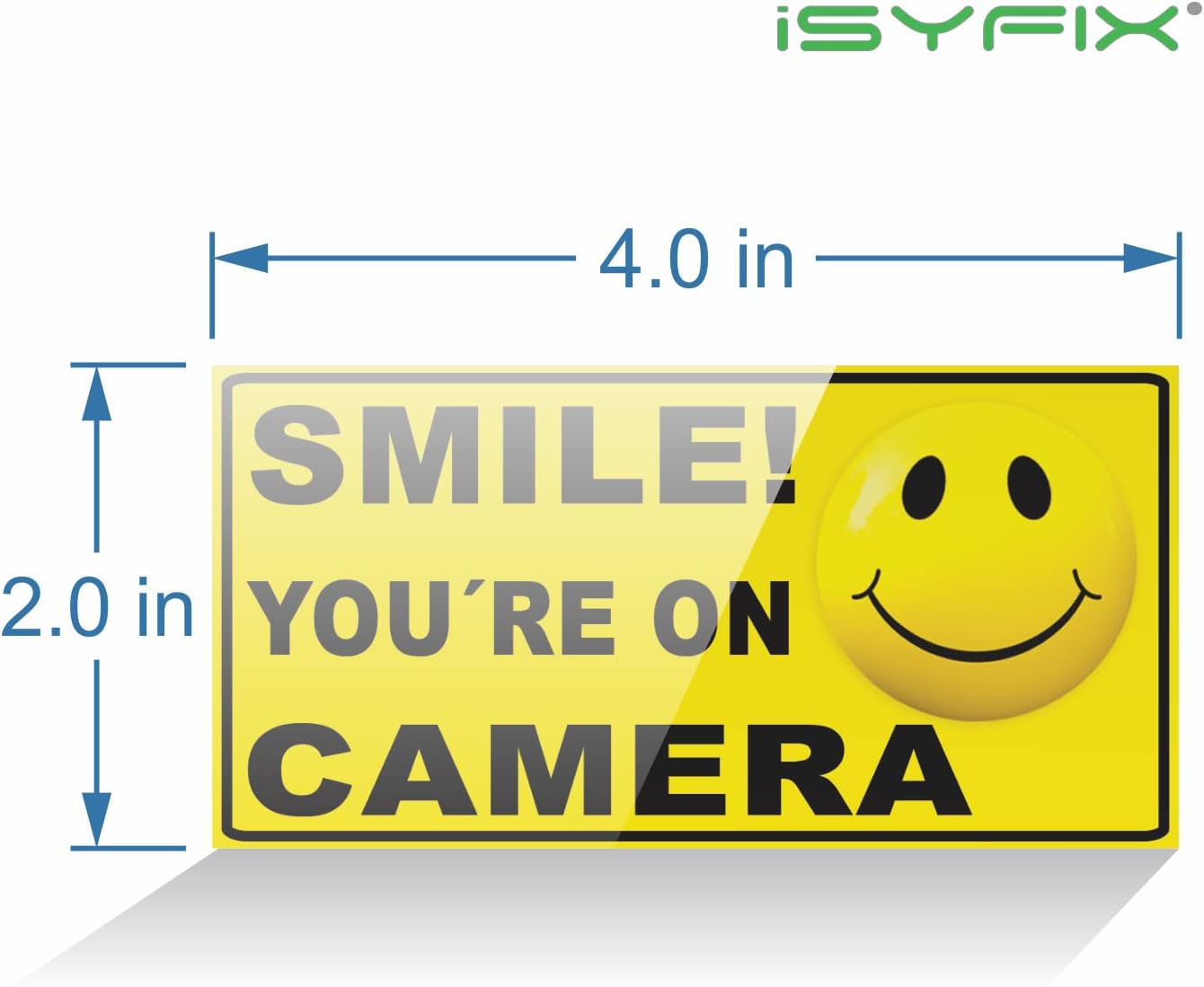 iSYFIX Smile You're on Camera Stickers for Business, 4x2 Inch, 6 Pack - Image 8