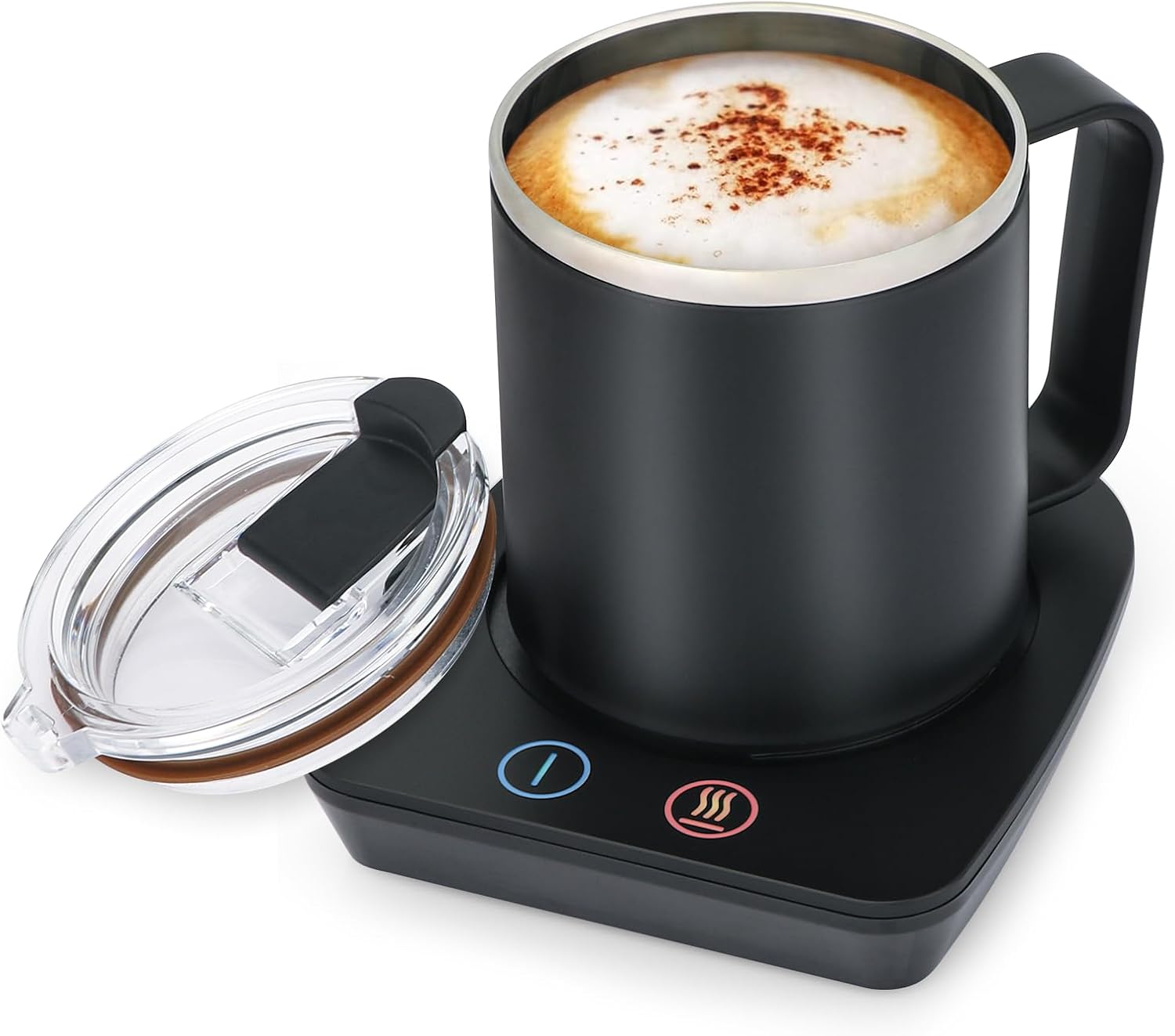 VOBAGA Coffee Mug Warmer with 15oz Mug Set, Electric Coffee Cup Warmer with Three Temp Settings for Home Office Desk, Coffee Warmer with Auto Shut Off for Cocoa Candles Coffee Gift(Black Set)