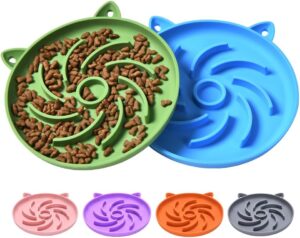 2Pcs Silicone Slow Feeder Cat Bowl,...