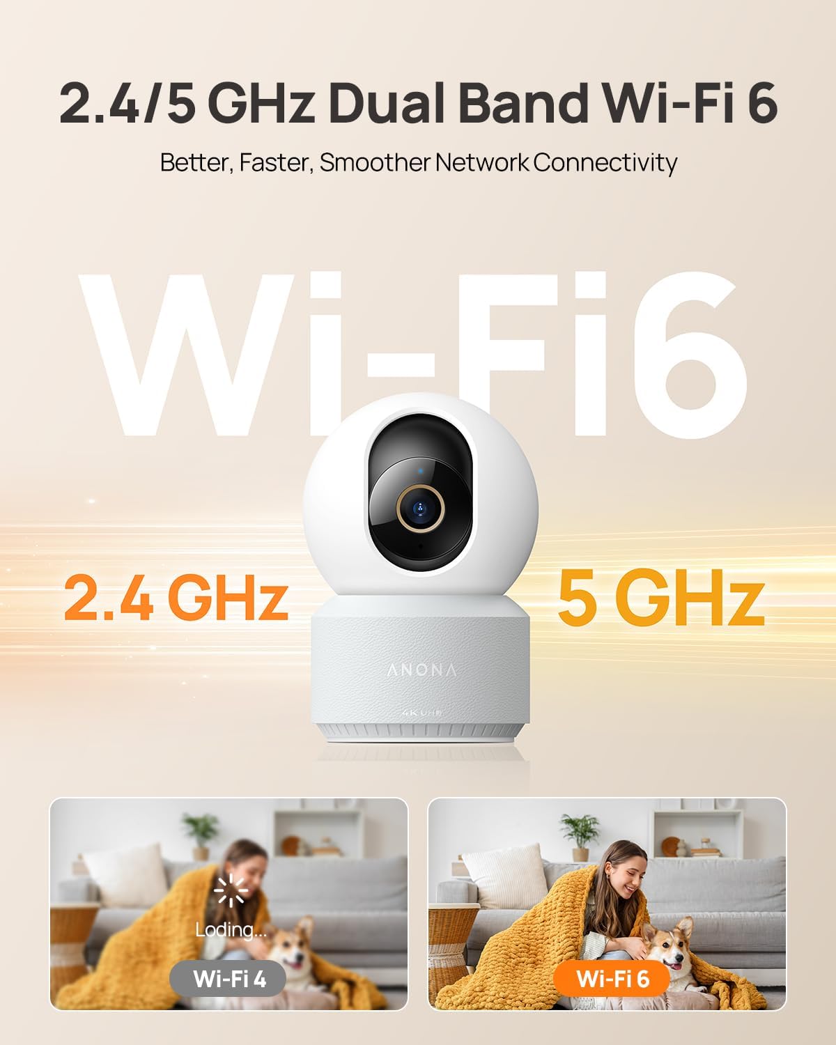 Anona 4K UHD Indoor Camera, Pet/Dog/Baby Security Camera with Phone App, 360°Pan-Tilt, 5G/2.4G Dual-Band Wi-Fi 6, Auto-Tracking, Person/Pet/Baby Crying Detection, Privacy Mode, Two-Way Audio, 2 Pack - Image 5