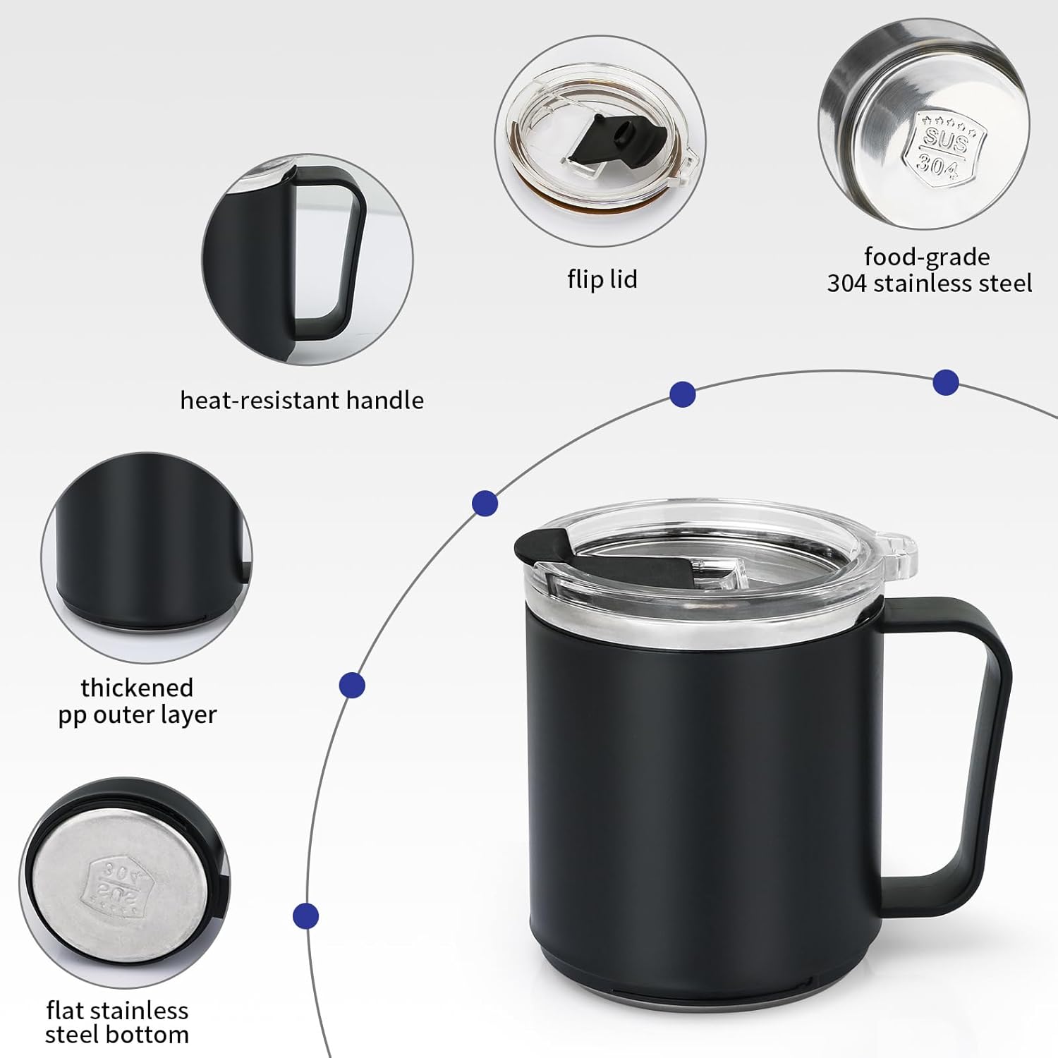 VOBAGA Coffee Mug Warmer with 15oz Mug Set, Electric Coffee Cup Warmer with Three Temp Settings for Home Office Desk, Coffee Warmer with Auto Shut Off for Cocoa Candles Coffee Gift(Black Set) - Image 2