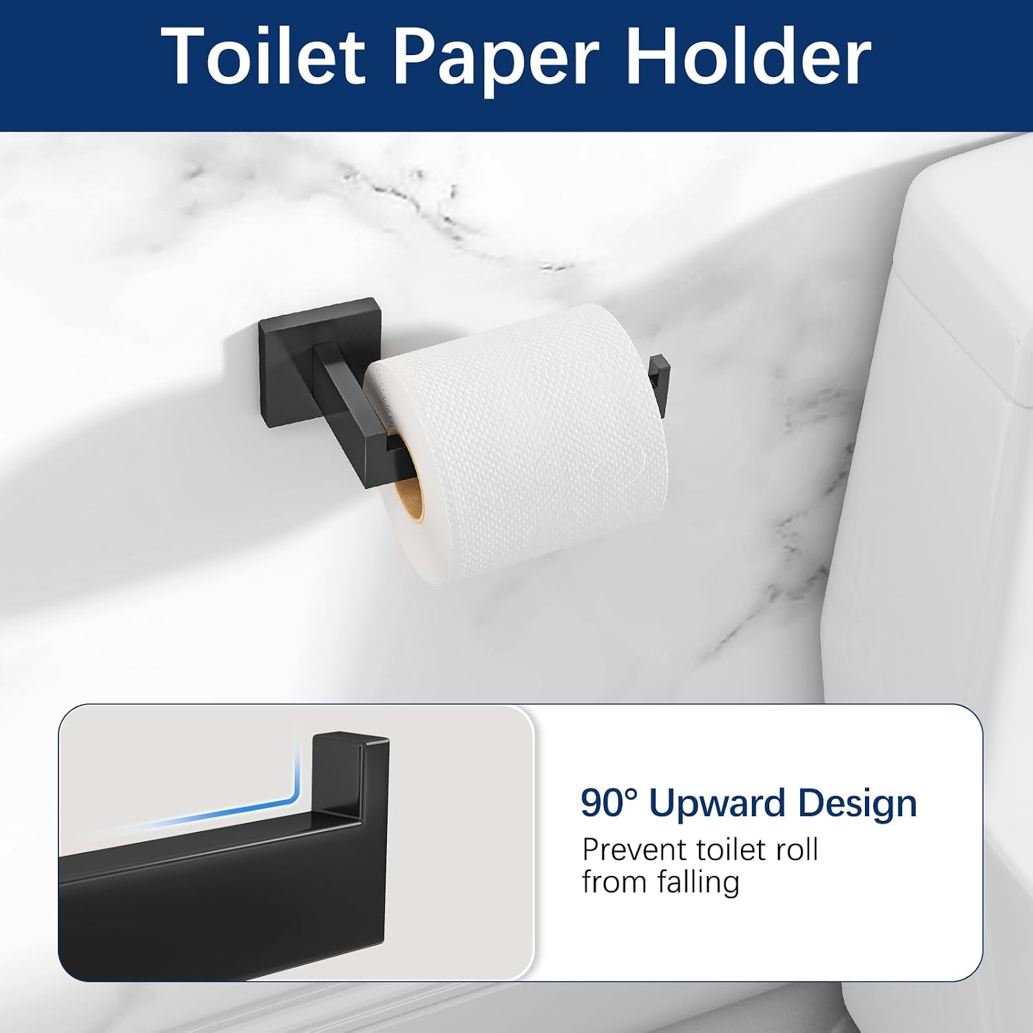 Gypie Bathroom Accessories Set Wall Mounted, 5-Piece 24In Matte Black - Image 6