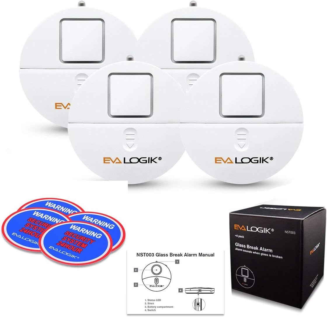EVA LOGIK Modern Ultra-Thin Window Alarm with Loud 120dB Sound and Vibration Sensors Compatible with Virtually Any Window, Glass Break Alarm Perfect for Home, Office, Dorm Room- 4 Pack - Image 7