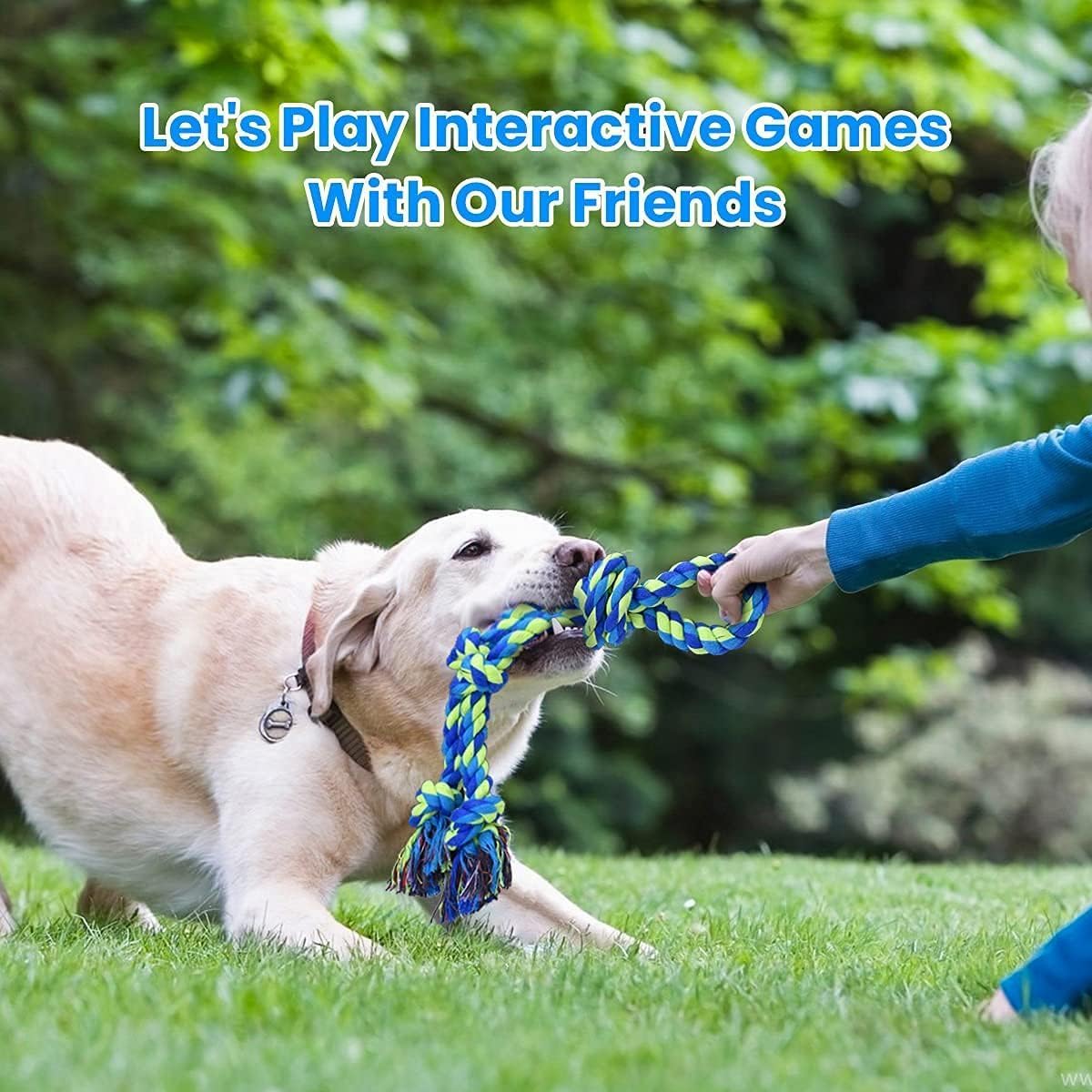 Feeko Heavy Duty Dog Rope Toys for Large Breed Aggressive Chewers, 2 Pack Indestructible Teeth Cleaning Tug of War Toy - Image 2