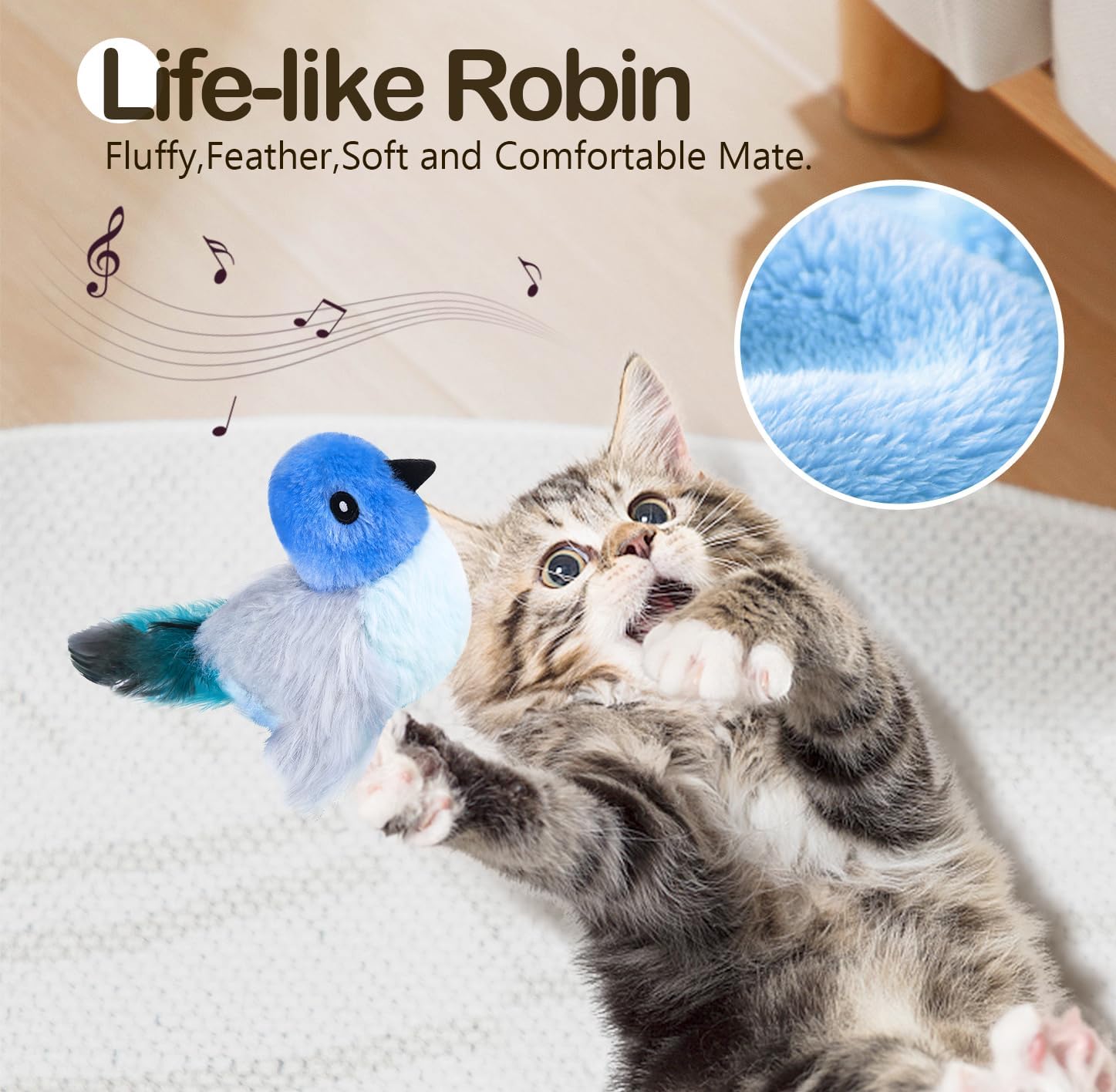 Migipaws Interactive Flapping Bird Cat Toy, Blue - Image 5