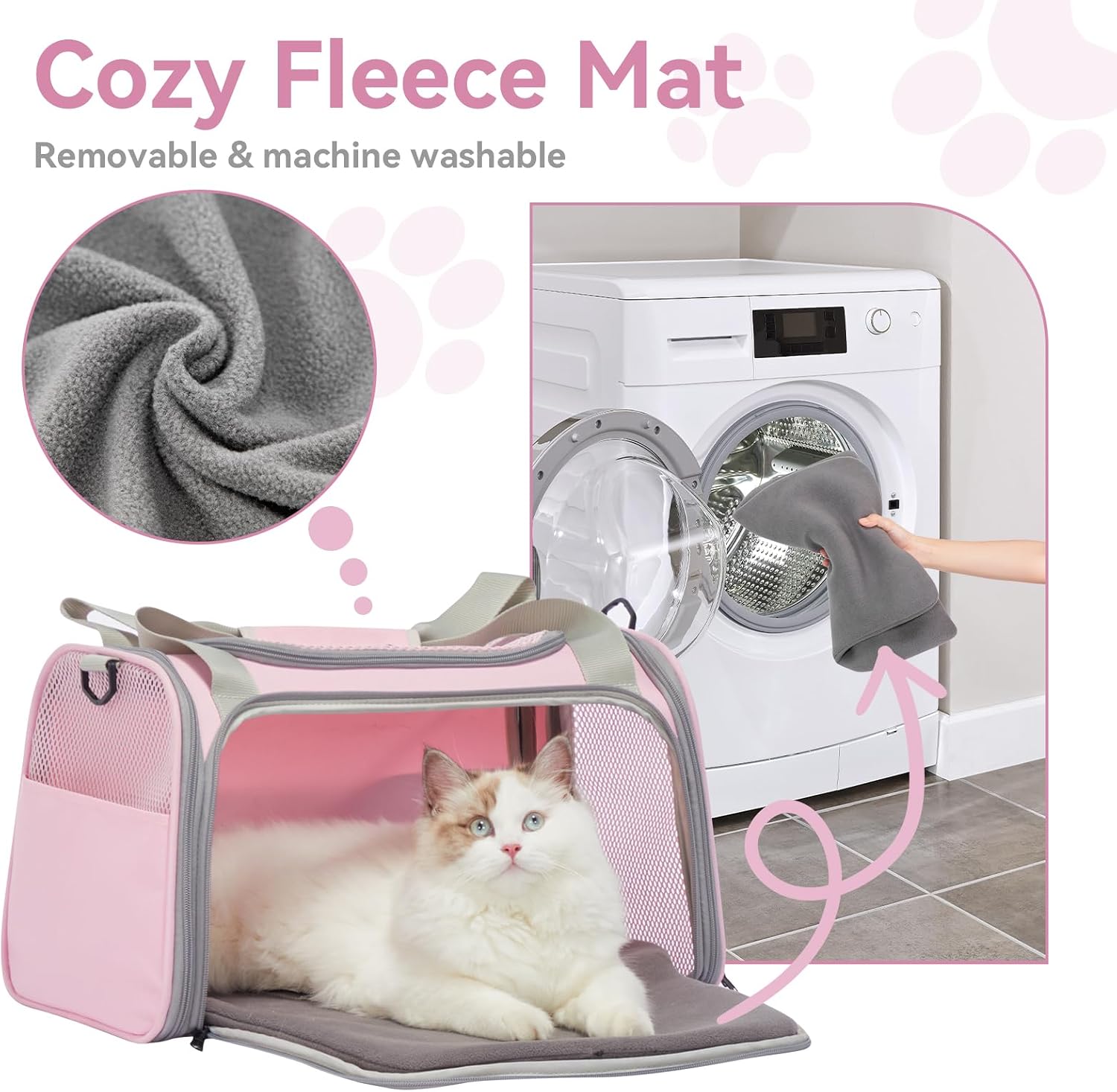 Petsfit Cat Carrier Airline Approved, 17.5×10.5×10.5 in, Pink - Image 6