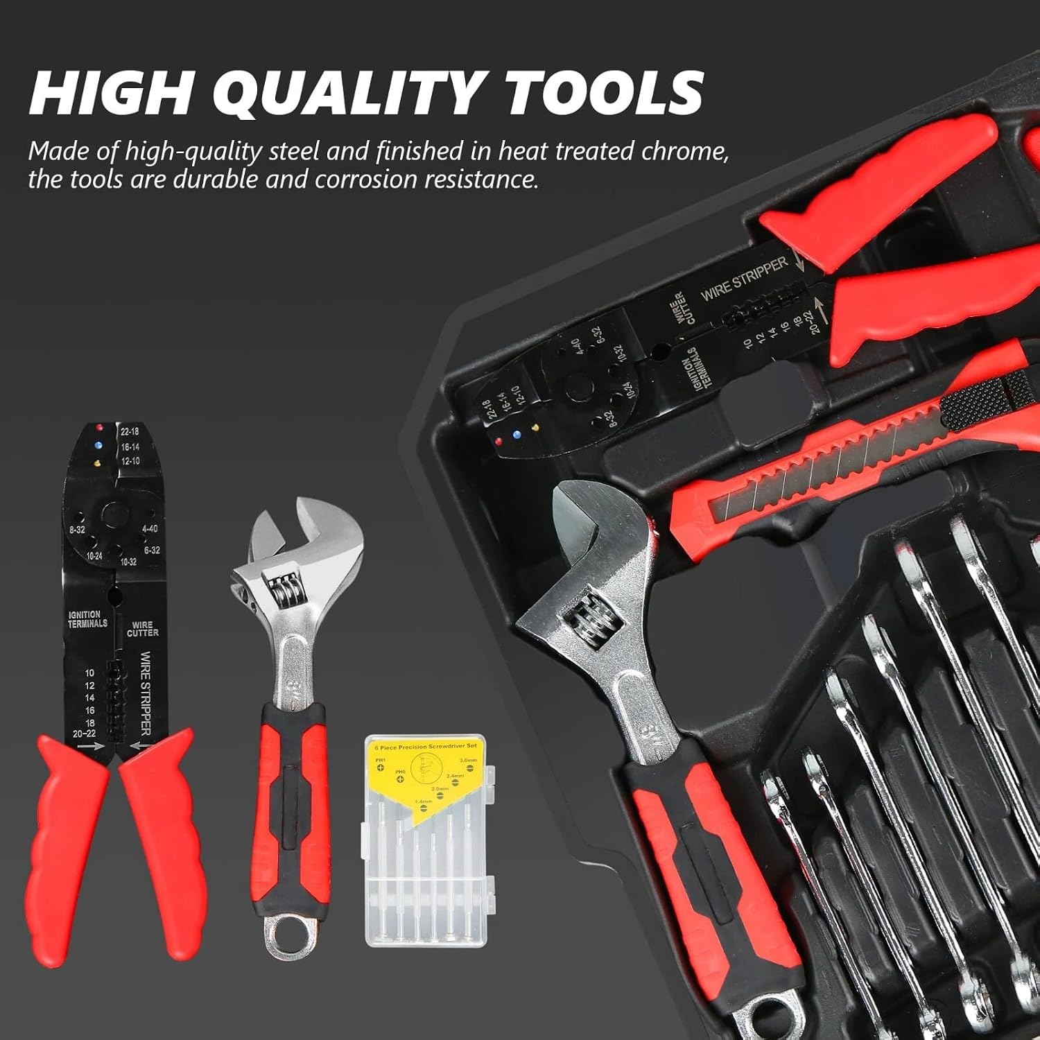 Arcwares 799pcs Aluminum Trolley Case Tool Set Silver, House Repair Kit Set, Household Hand Tool Set, with Tool Belt,Gift on Father's Day (Black) - Image 4