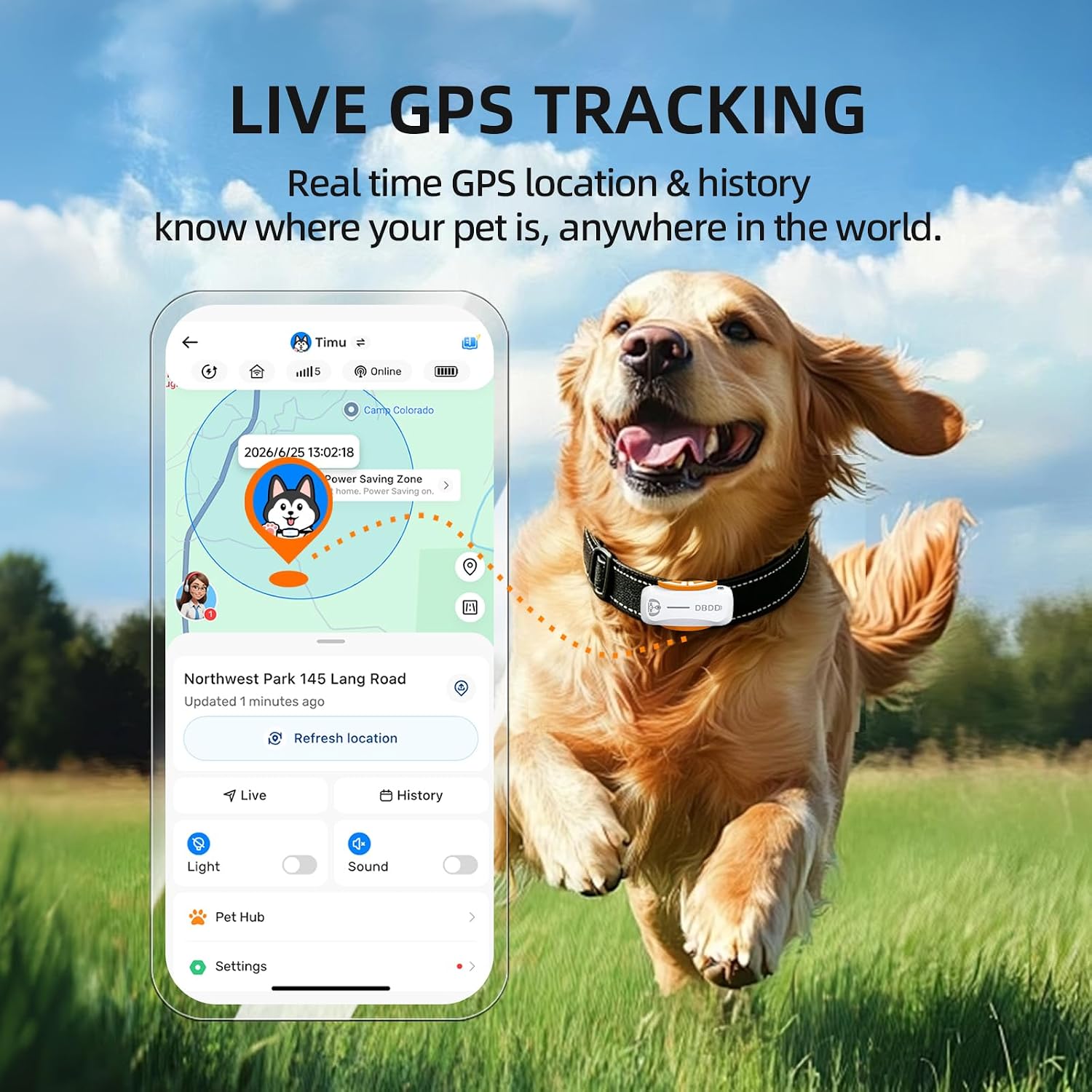 DBDD GPS Dog Tracker, 12-Mo Sub, Real-Time Loc, E-Fence, Health Monitor - Image 2