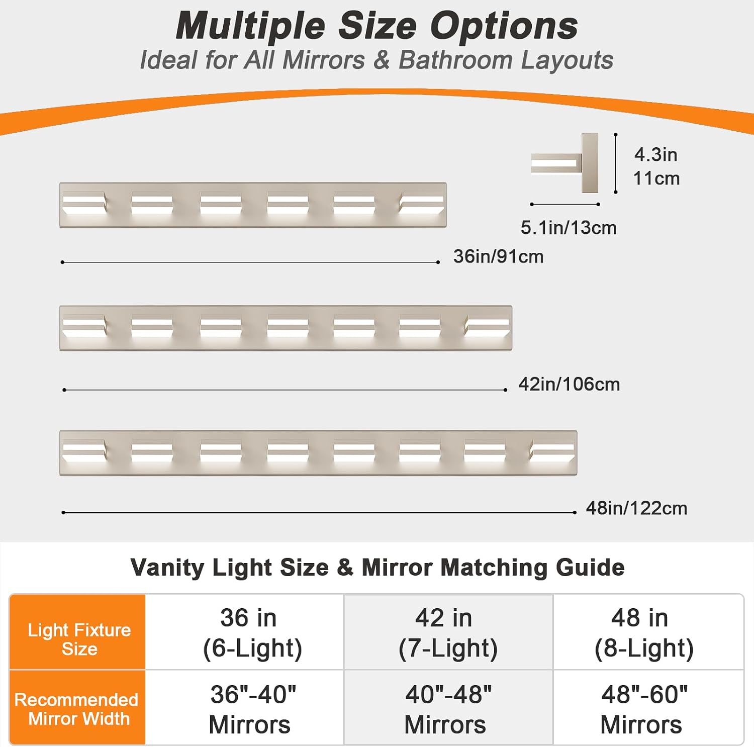 Bathroom Lights Fixtures Over Mirror, 360°Rotate Modern LED Vanity Lights for Bathroom, 48W Dimmable & High CRI Acrylic Wall Lighting, No Assembly Required (Brushed Nickel, 6-Light, 36 Inch) - Image 5