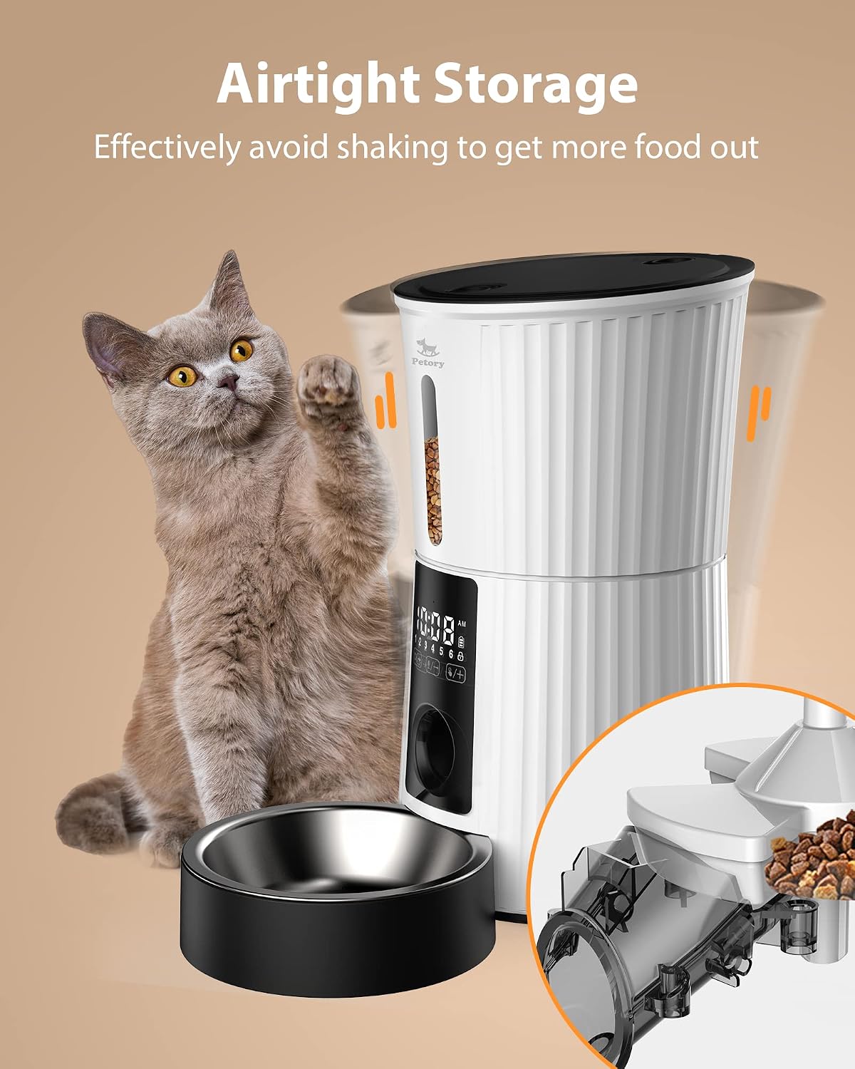 Petory Timed Automatic Cat Feeder - 4L Dry Food Dispenser for Cats and Dogs - Image 3