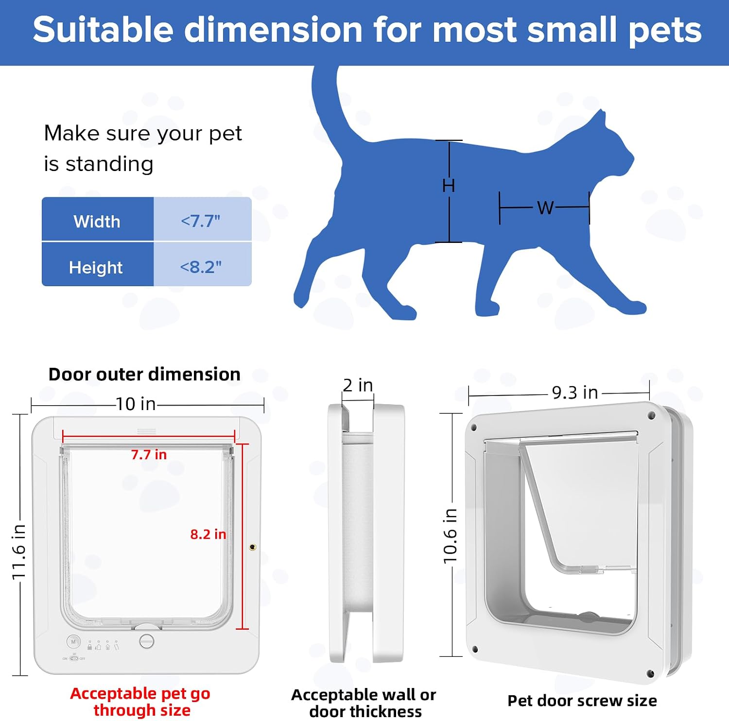 Smart Cat Door for Interior & Exterior, Cat Pet Door with 3 Collar Sensor Keys & 1 Remote Control & 4 Way Locking Cat Flap with RFID Collar Activated Opening - Image 3