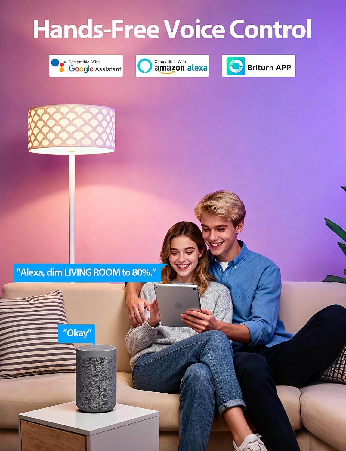 Smart Light Bulbs, Color Changing Light Bulb, Work with Alexa & Google Assistant, RGBWW A19 LED Light Bulbs Dimmable, 2.4GHz WiFi Bluetooth Light Bulb 60W Equivalent, Music Sync, 800LM, 4 Packs - Image 4