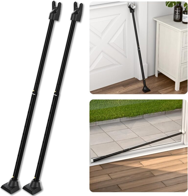 SecurityMan 2-in-1 Door Security Bar & Sliding Patio Door Security Bar (2 Pack) via Interchangeable Caps - Constructed of High Grade Iron - Black