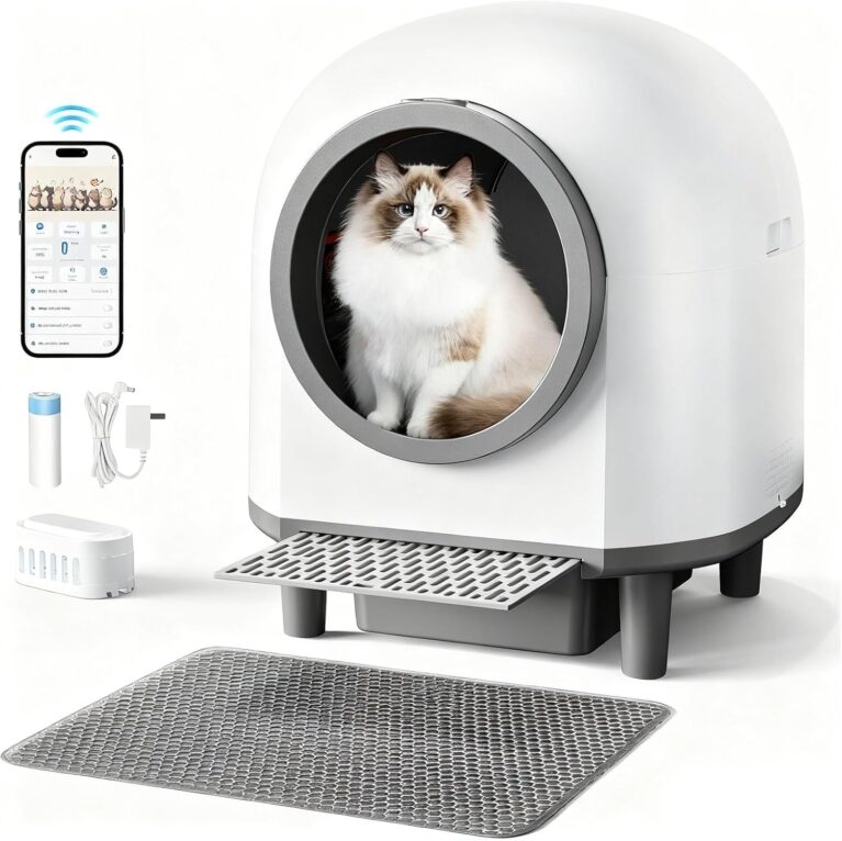 Self Cleaing Litter Box for Multiple Cats, 88L Large Smart Automatic Cat Litter Box with App Control, Health Monitoring, Integrated Safety Sensors, Odor Removal, Mat, Liners