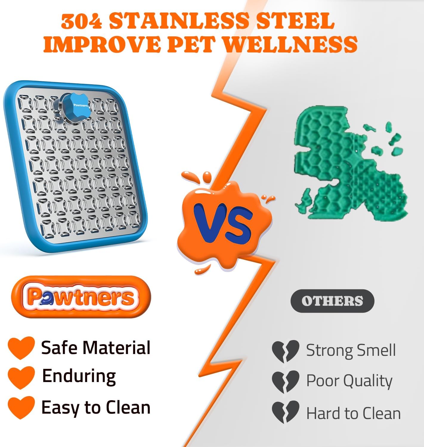 Pawtners Stainless Steel Lick Mat for Dogs & Cats, 1 Pack, Blue - Image 2