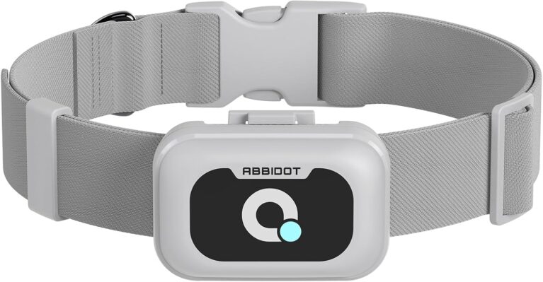 ABBIDOT GPS Tracker for Dogs - Real-Time Pet Tracker with Virtual Fence, Activity Monitor, Location History, Escape Alerts, 3-Mode Night Light, GPS Dog Tracker (Pale Grey)