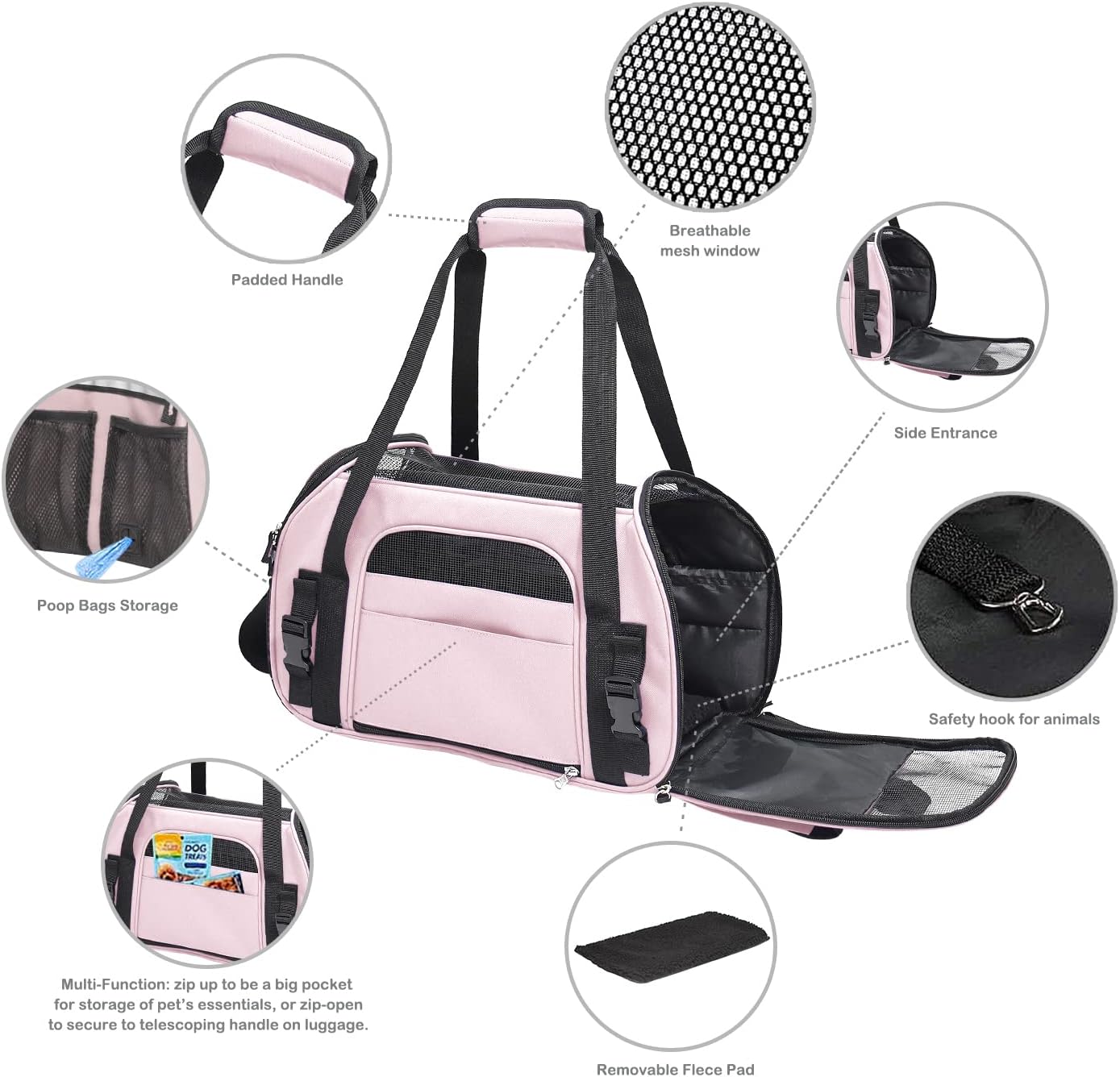 JESPET Soft-Sided Airline-Approved Dog & Cat Carrier Travel Bag - Image 5