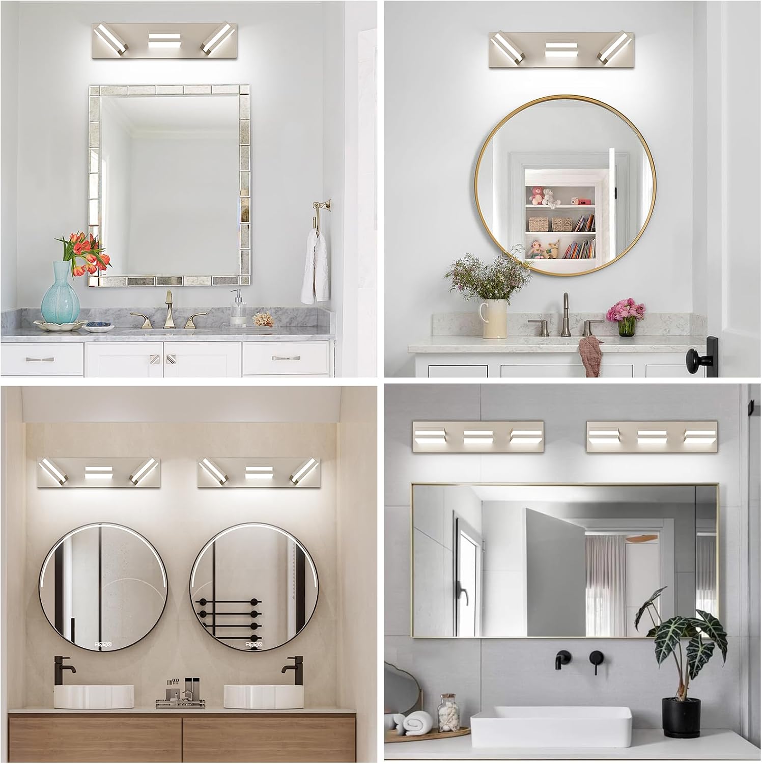 Bathroom Lights Fixtures Over Mirror, 360°Rotate Modern LED Vanity Lights for Bathroom, 24W Dimmable & High CRI Acrylic Wall Lighting, No Assembly Required (Brushed Nickel, 3-Light, 16 Inch) - Image 7