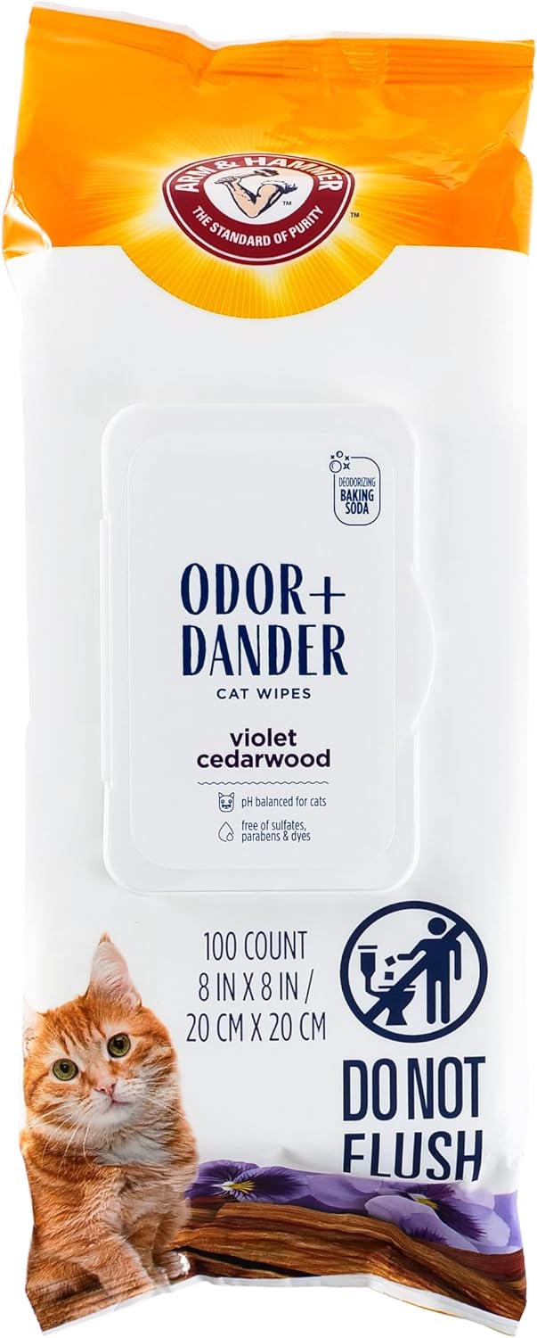 Arm & Hammer Cat Odor Control Wipes, Violet Cedarwood, 100 Count