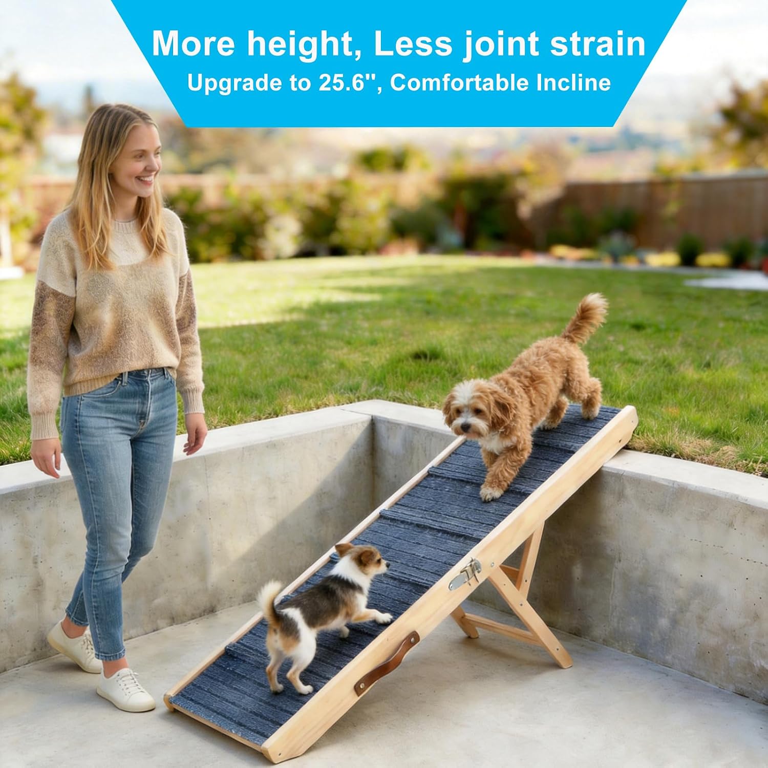 Dog Ramp for Bed, Couch & Car – Foldable Pet Ramp with 6 Adjustable Heights, Anti-Slip Surface & Safety Rails for Small Large Dogs, Senior Pets with Joint Pain – Portable Pet Steps up to 200 lbs - Image 5