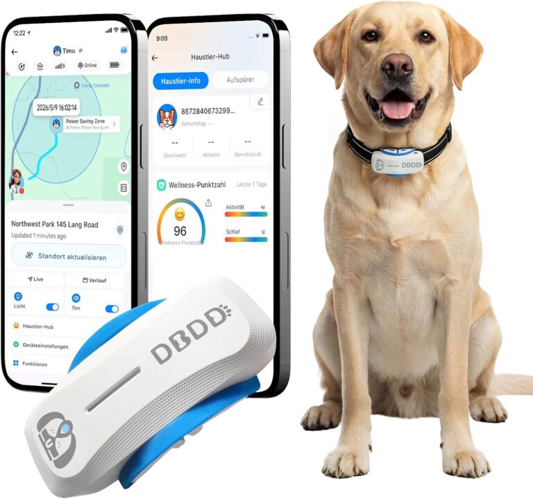 DBDD GPS Dog Tracker with Subscription,Virtual Fence&Health Monitor,IP67,WH