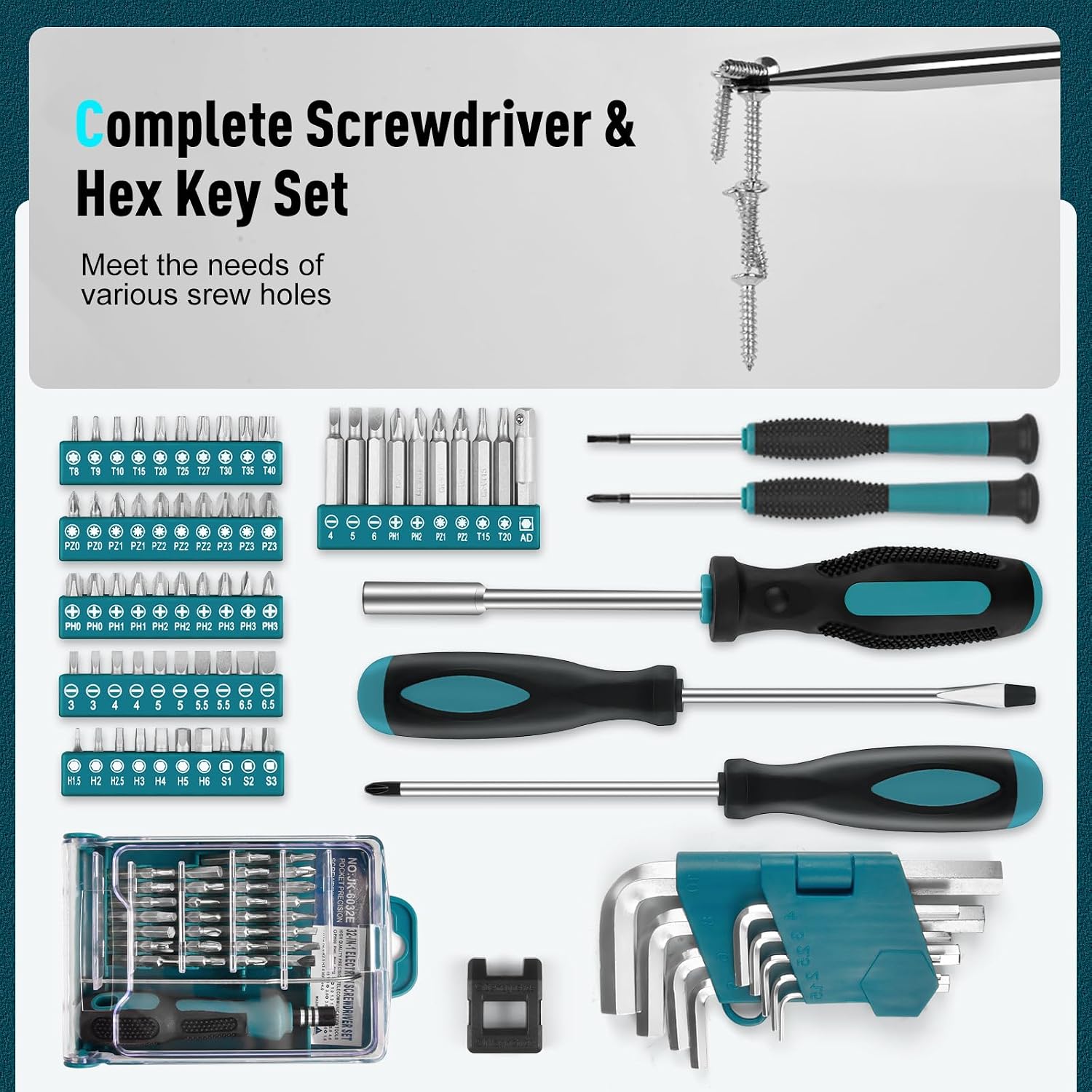 Sundpey 379 Pcs Portable Complete Home and Auto Tool Kit with Drawer Blue - Image 6