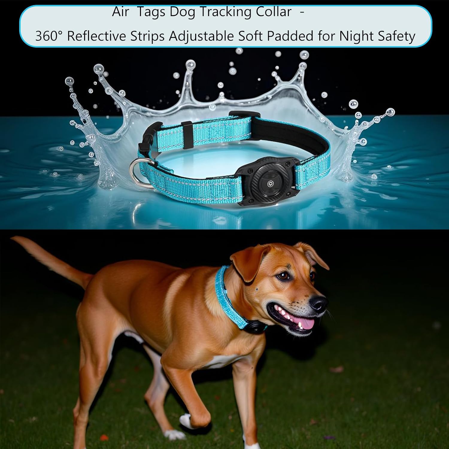 Smart Tracker Dog Collar, Waterproof Dog Collars Holder with Tracker Tag for Apple Find My (iOS Only) Reflective Pet Dog Collar Tracking for Small Medium Large Dogs (SkyBlue, M) - Image 6