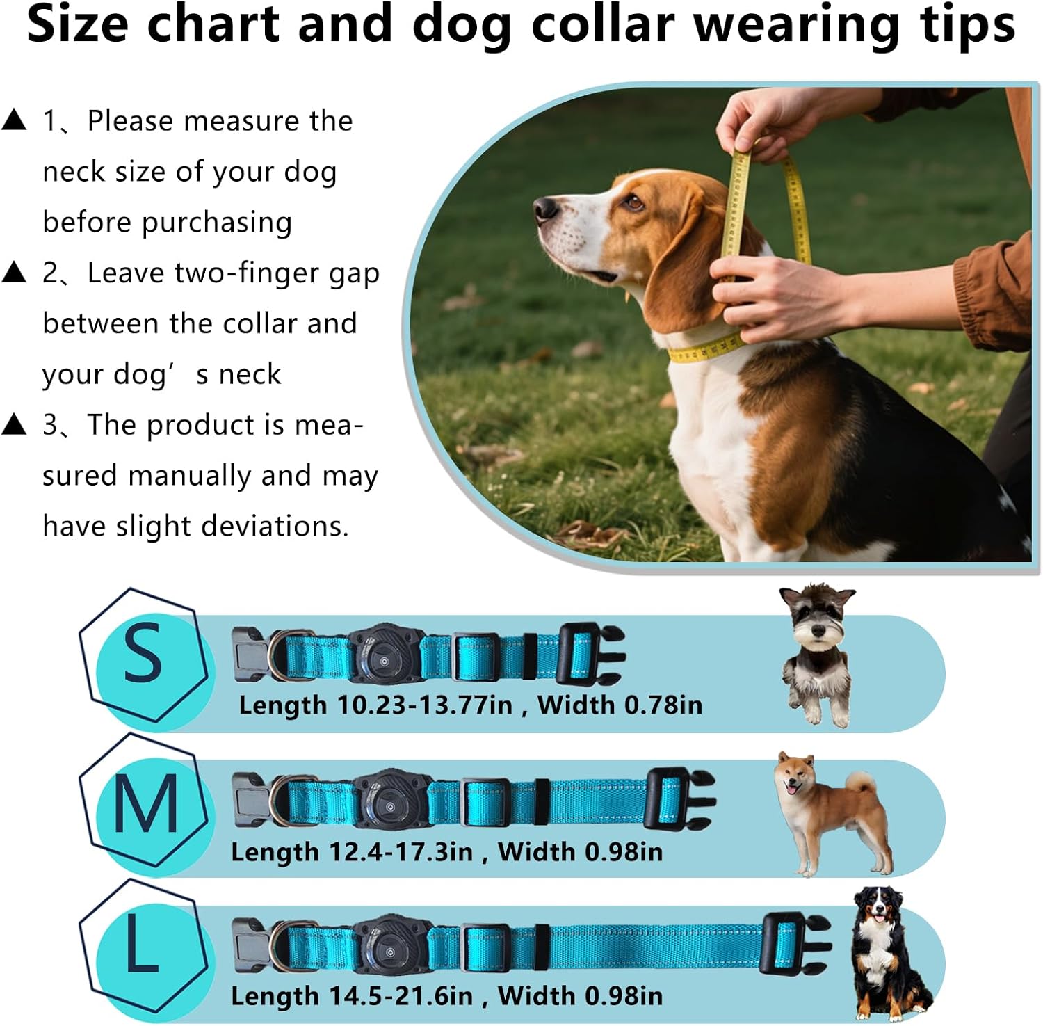 Smart Tracker Dog Collar, Waterproof Dog Collars Holder with Tracker Tag for Apple Find My (iOS Only) Reflective Pet Dog Collar Tracking for Small Medium Large Dogs (SkyBlue, M) - Image 5