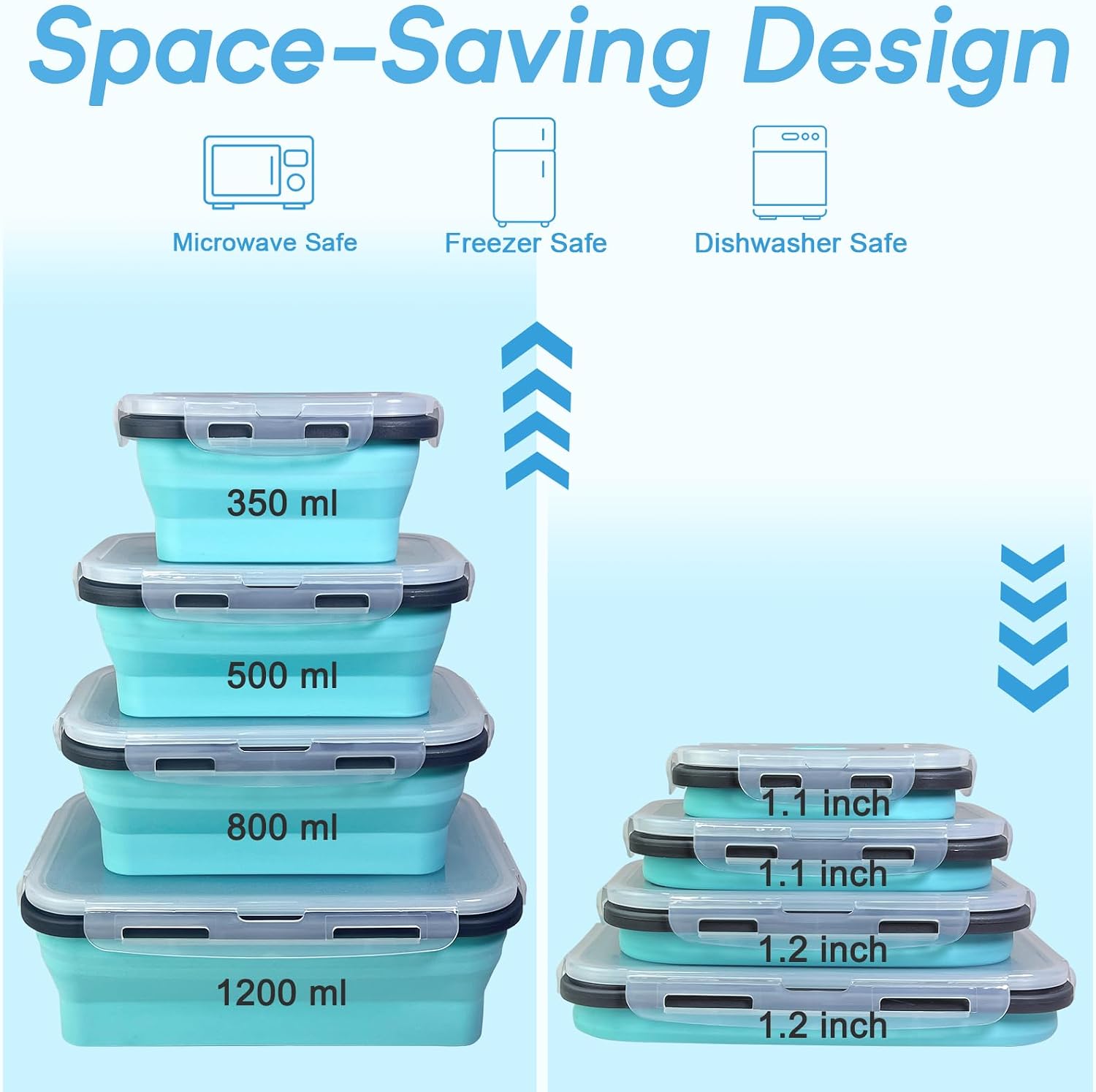 Guyuyii 4 Pack Space-Saving Collapsible Food Storage Containers with Lids - Image 2