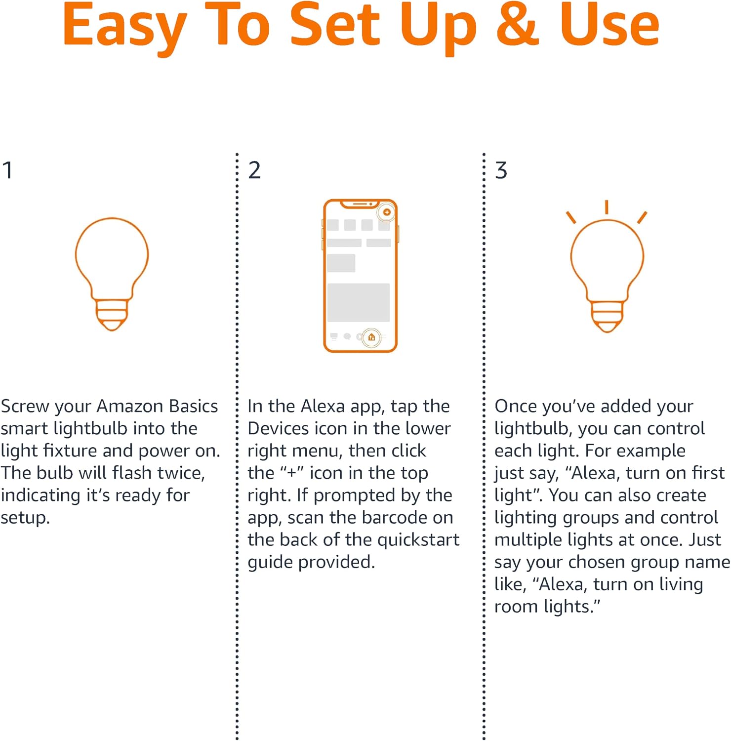 Amazon Basics Smart A19 LED Light Bulb, Dimmable Soft White (2700K), 9W (60W Equivalent), 800LM, Energy Efficient, Works with Alexa Only, 2.4 GHz Wi-Fi, No Hub Required, 4-Pack - Image 5