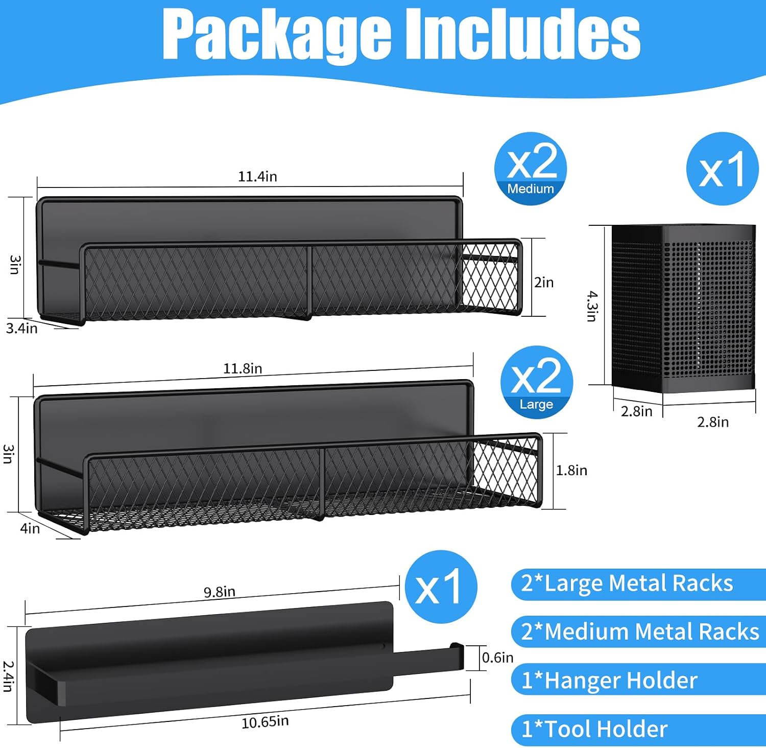 Magnetic Shelves for Washing Machine 6 Pack, Heavy-Duty Metal Magnetic Laundry Organizer Black W/ Hanger Organizer, Tool Holder, Space Saving Shelf for Home Kitchen Closet & Laundry Room Organization - Image 2