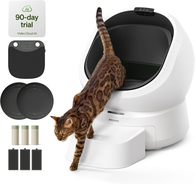 PETLIBRO Automatic Litter Box with Accessories Kit & 90-Day AI Trial, Large Open-Top Self Cleaning Litter Box with AI-Camera Waste Analysis, Multi-Cat Recognition, Usage Tracking and Auto Odor Control