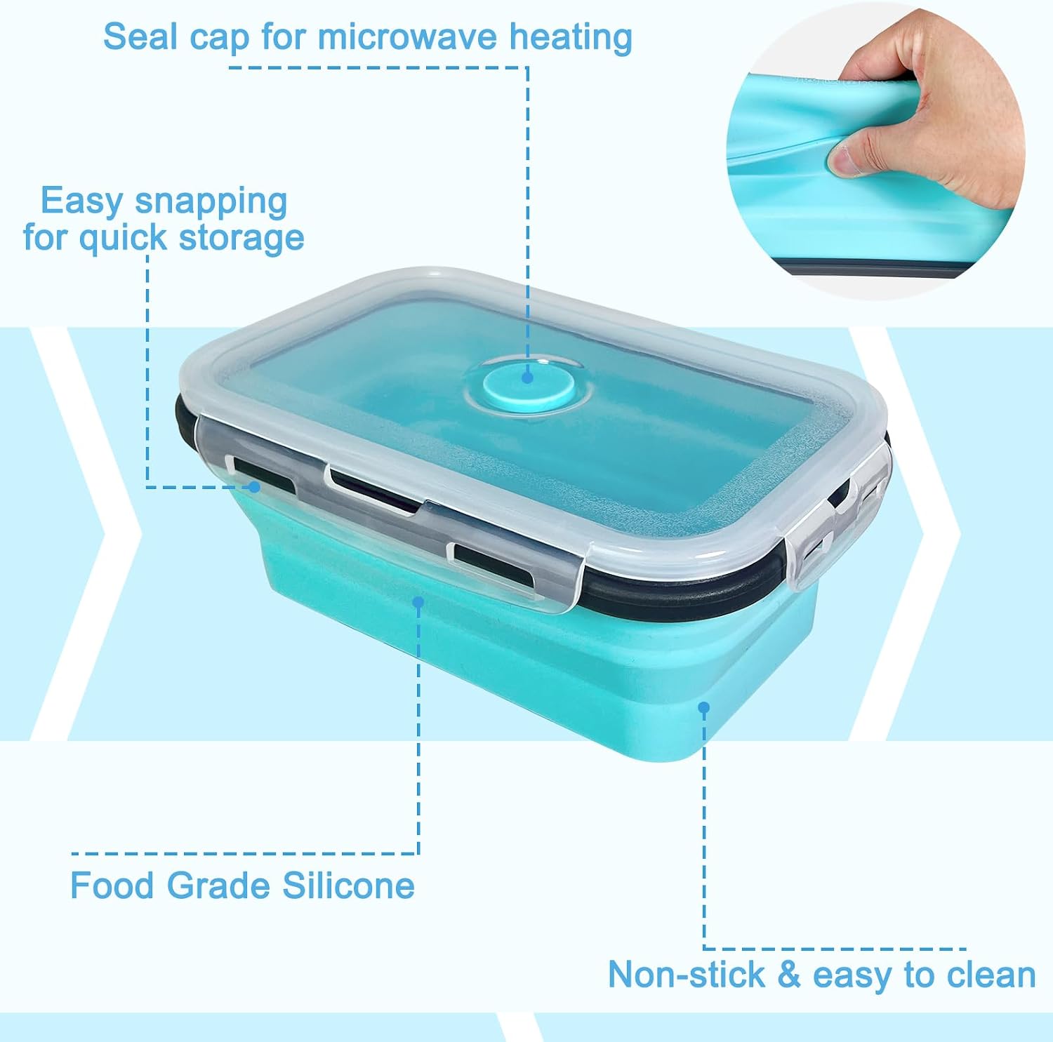Guyuyii 4 Pack Space-Saving Collapsible Food Storage Containers with Lids - Image 9