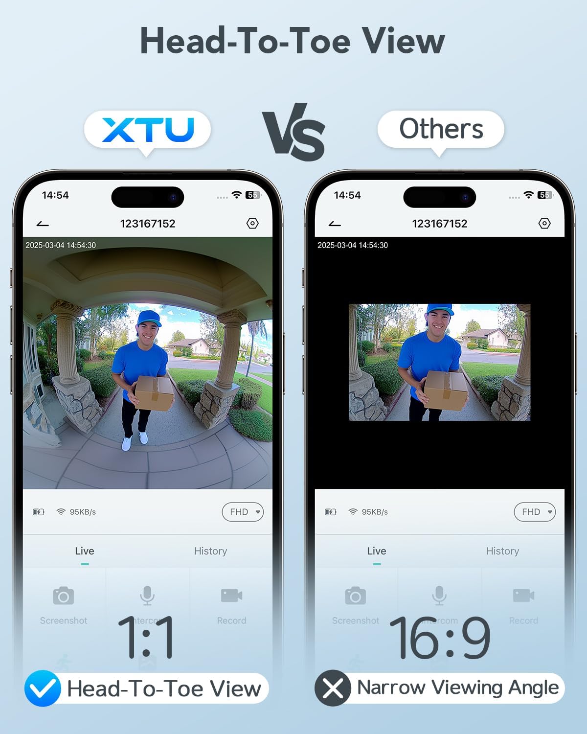 XTU 2K Video Doorbell Camera, Head-to-Toe View, Battery Powered Alexa - Image 6