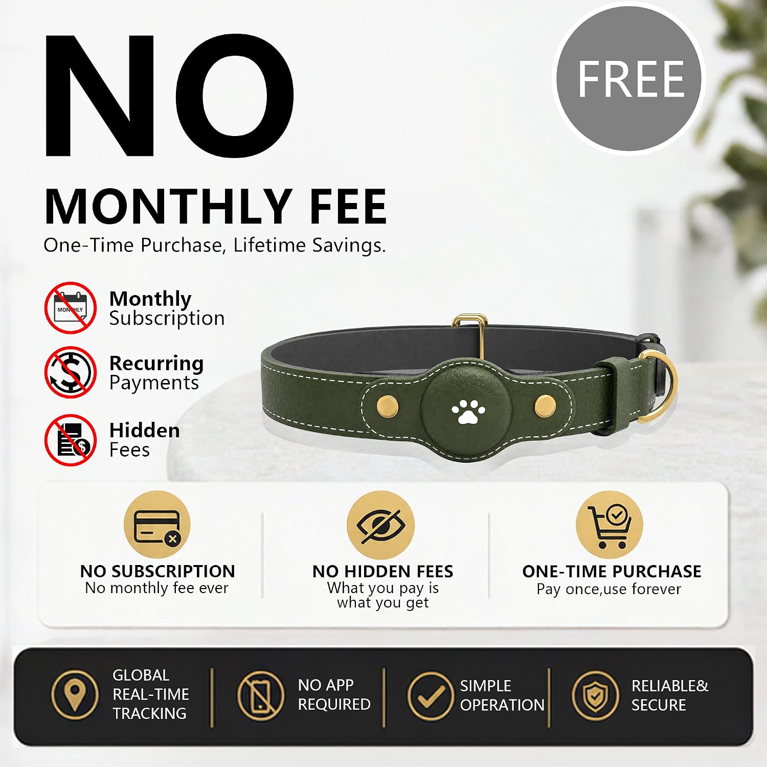 GPS Tracker for Dogs – Smart Dog Collar & Pet Tracker with Real-Time Location, No Monthly Fee, Unlimited Range (iOS & Android) – Fits Small to Large Dogs(Locator Included) (Deep Green) - Image 4