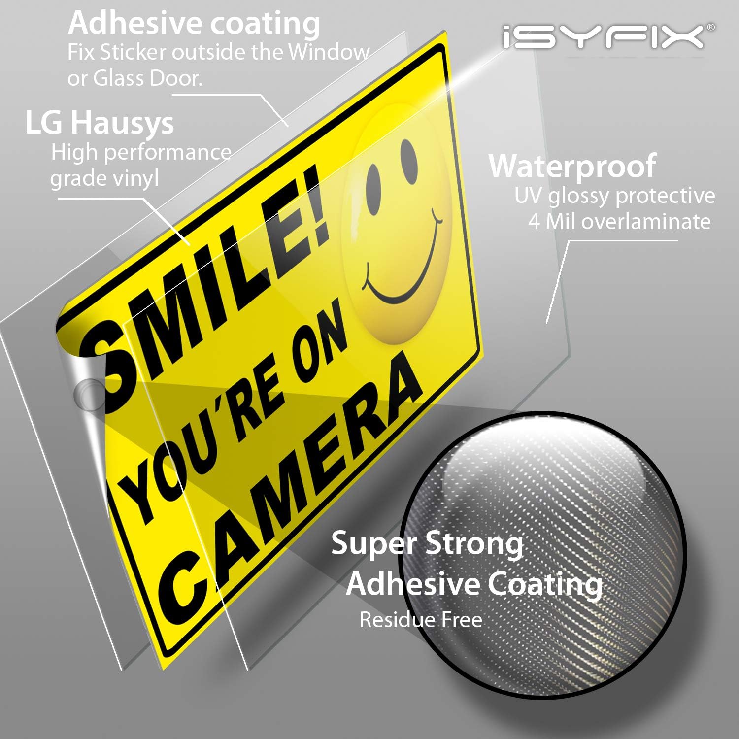 iSYFIX Smile You're on Camera Stickers for Business, 4x2 Inch, 6 Pack - Image 9