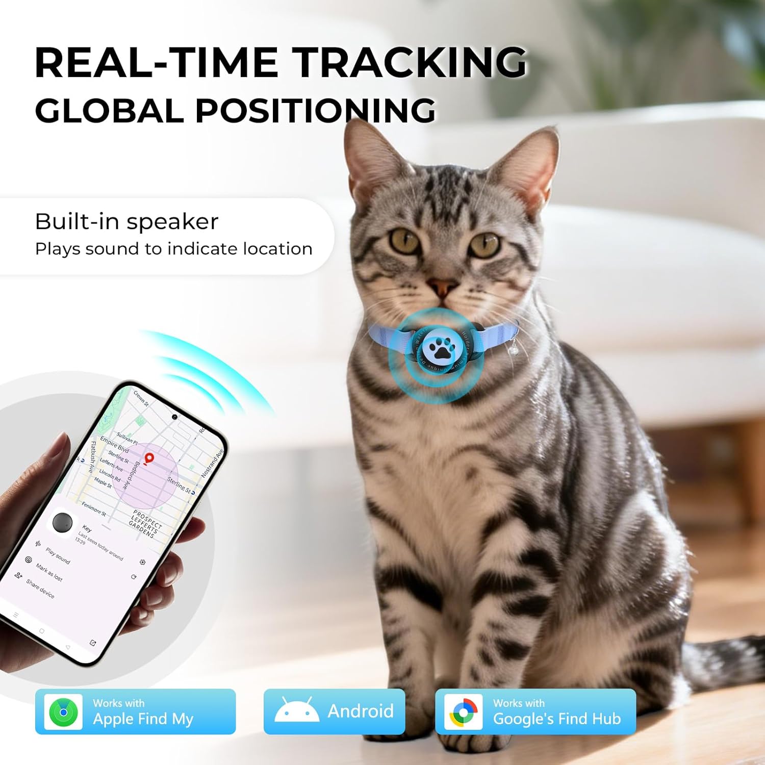 Cat GPS Tracking Collar (iOS & Android), Mini Bluetooth GPS Dog Tracker 2P - Image 2